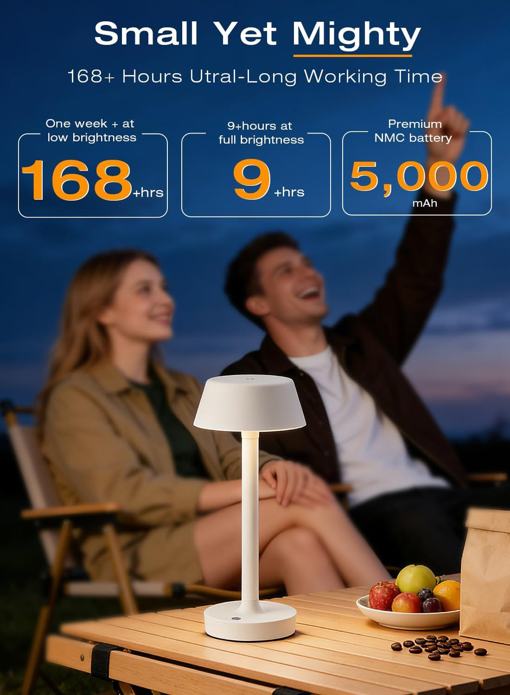 Cordless Rechargeable Table Lamp with Power Charger, Portable Touch LED Desk Lamp,5000mAh Battery Operated,2700K-5700K Tunable Dimmable…