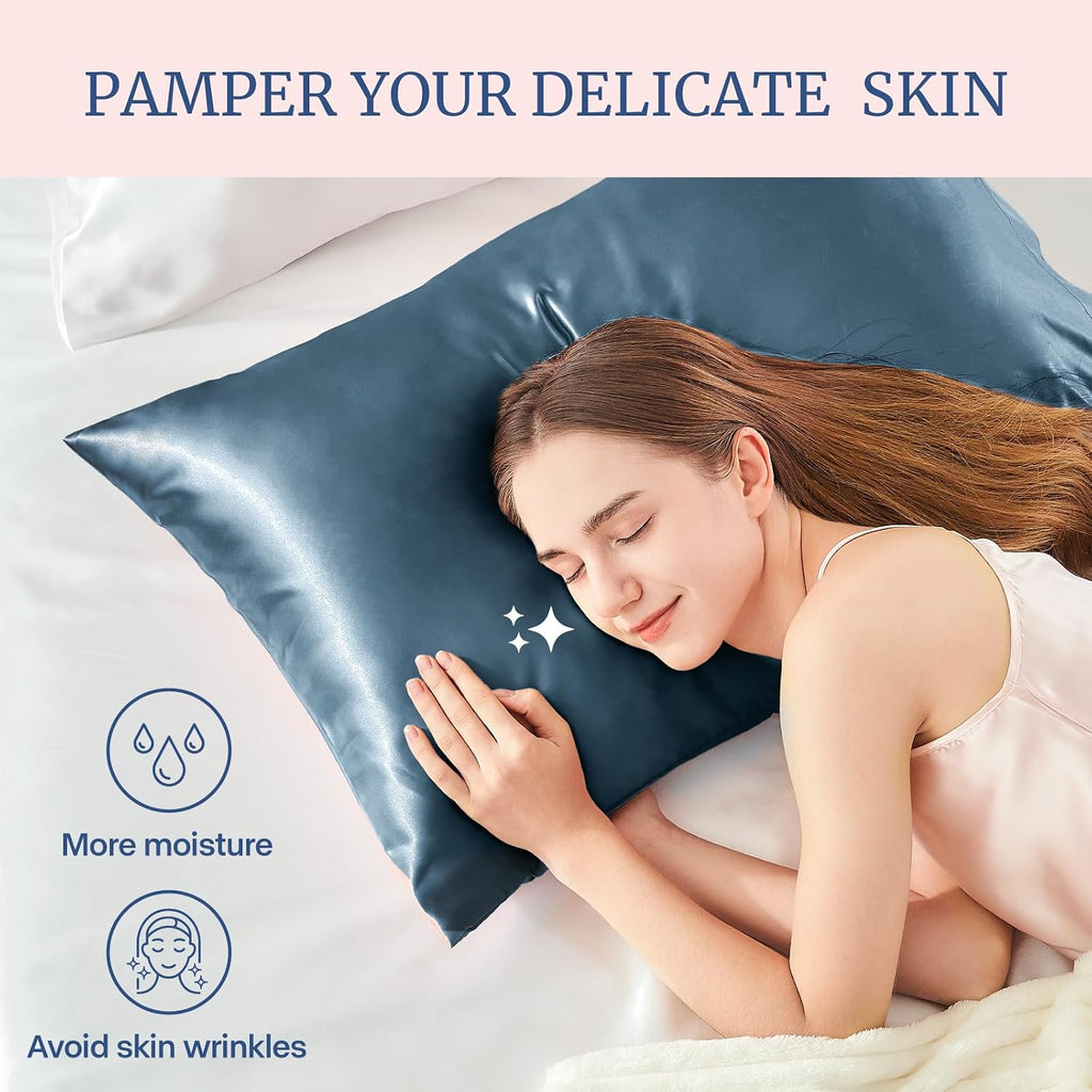 Bedelite Satin Pillowcase for Hair and Skin, Super Soft and Cooling Similar to Silk Pillow Cases 2 Pack with Envelope Closure, Gift for Wom…