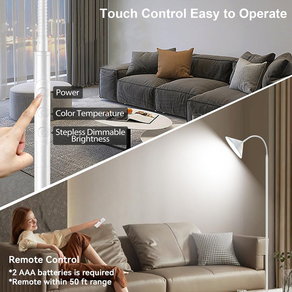 mukuxin LED Floor Lamp, 18W Floor Lamp with Remote & Touch Control, 2700K-6500K Adjustable Eye Caring Standing Light for Living Room…