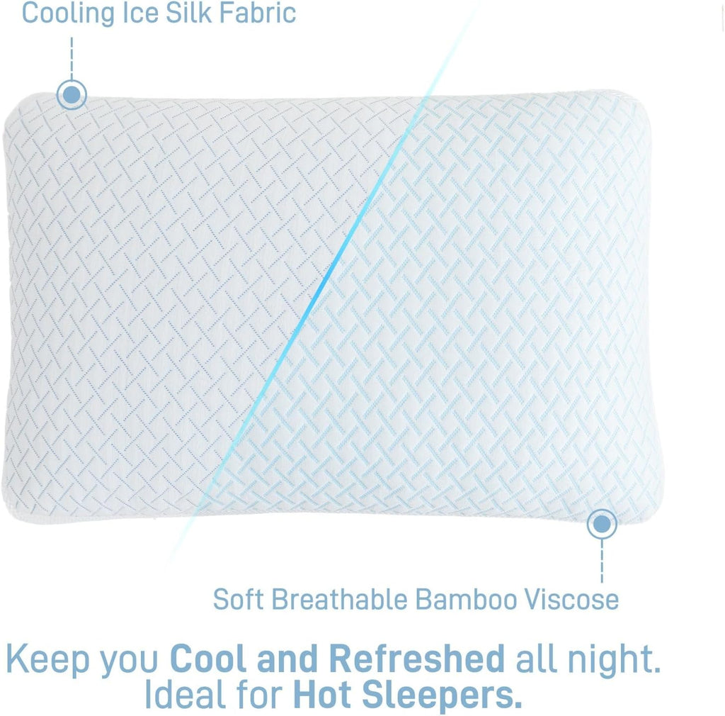 Ankwos Shredded Memory Foam Cooling Soft Bamboo Viscose Pillows Queen Size Set of 2, Adjustable Hypoallergenic Hotel Quality Pillow for…