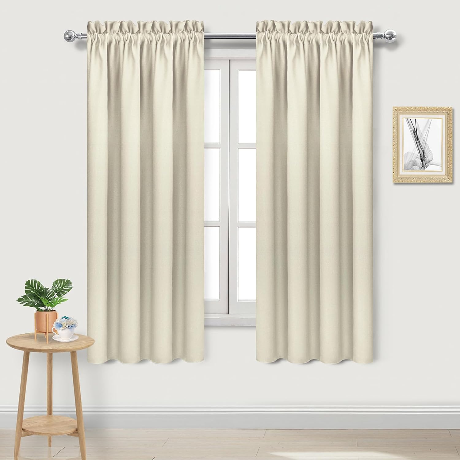 Dwcn Blackout Curtains for Bedroom – Rod Pocket Thermal Insulated Noise Reducing Noise Reducing Drapes for Living Room, W 42 x L 63 Inch, 2…