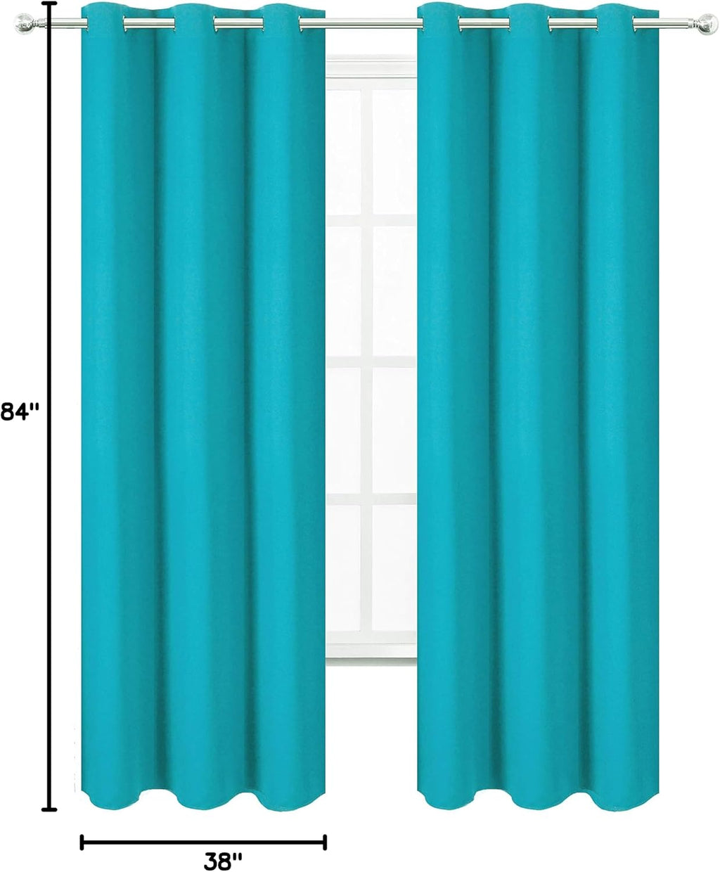 Lemomo Teal Thermal Blackout Curtains/38 x 84 Inch/Set of 2 Panels Room Darkening Curtains for Bedroom 84 Inch silver