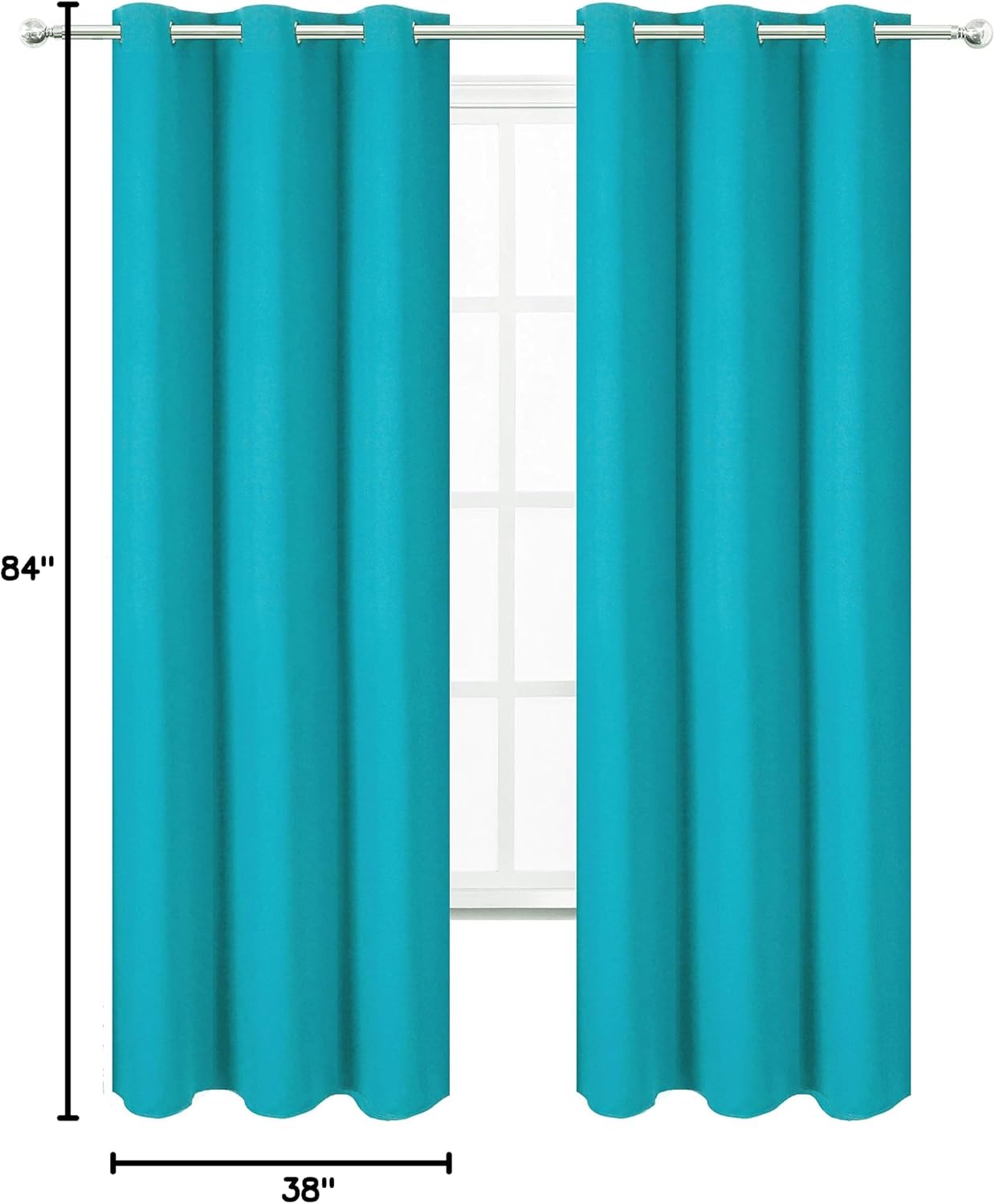 Lemomo Teal Thermal Blackout Curtains/38 x 84 Inch/Set of 2 Panels Room Darkening Curtains for Bedroom 84 Inch silver