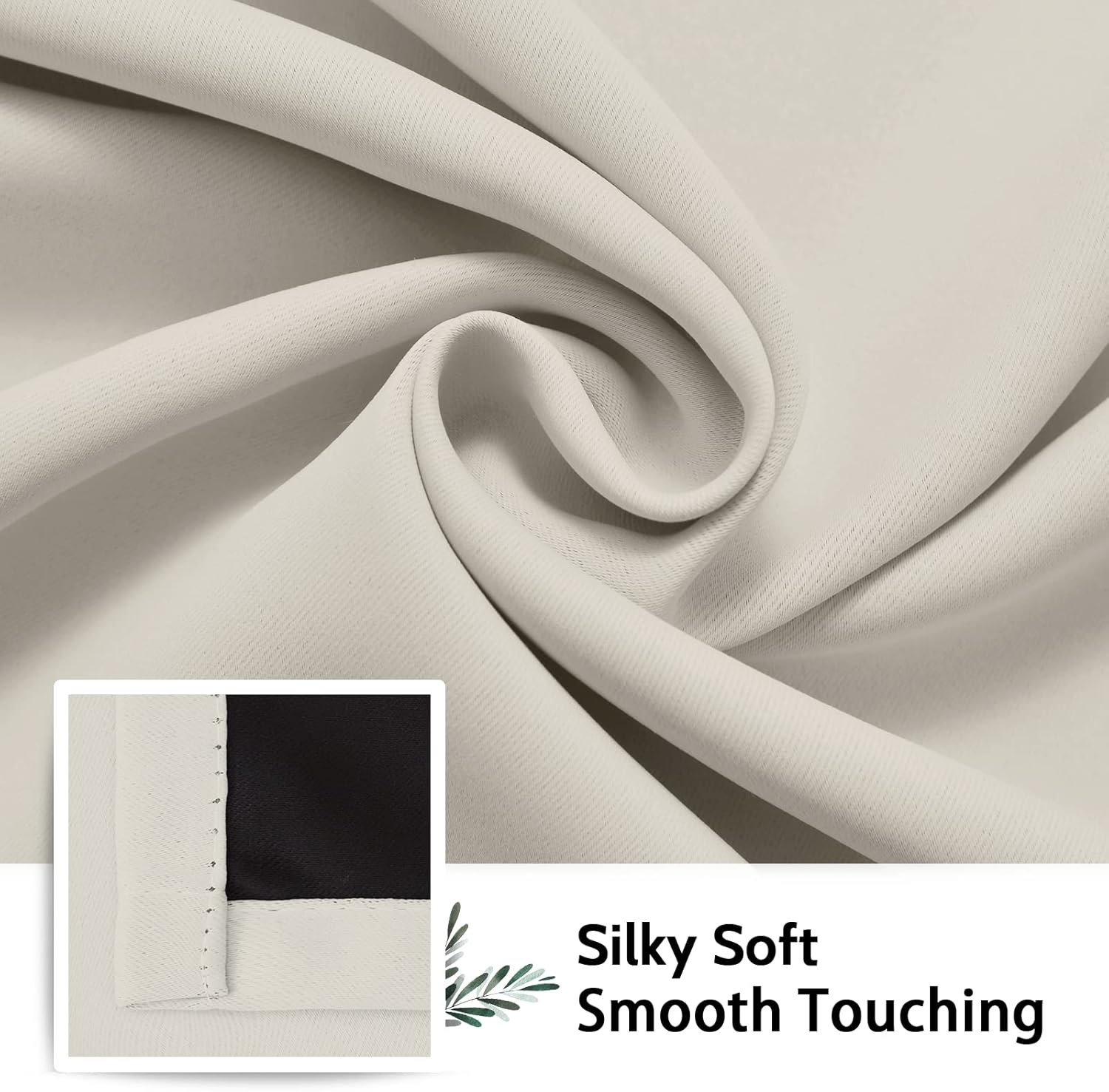 SimpleHome 100% Blackout Curtains for Bedroom, Thermal Insulated Grommet Window Drapes Room Darkening Cream Curtains for Living Room with Bl…