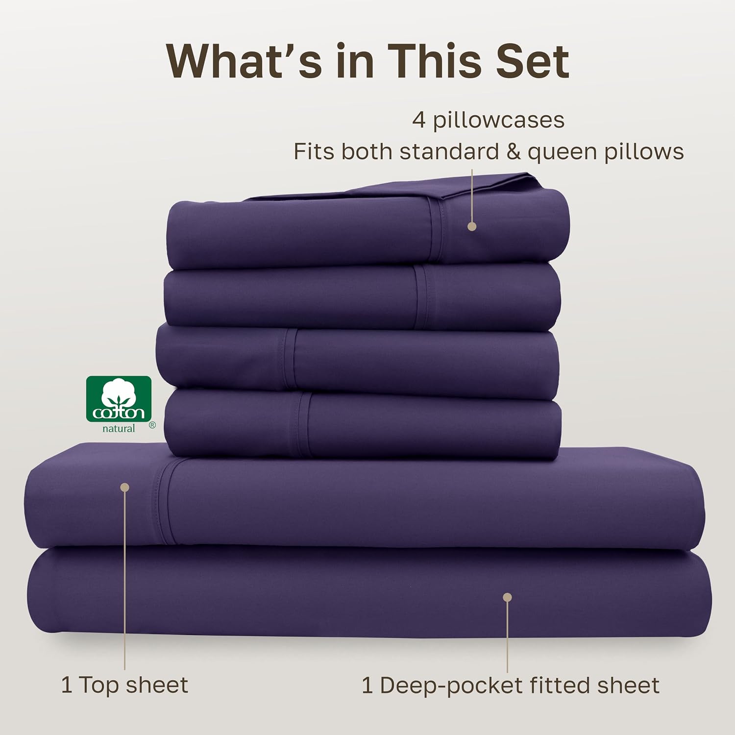 CaliforniaDesignDen California Design Den 6-Pc Queen Size Sheet Set with 4 Pillowcases - 400 Thread Count 100% Cotton Sheets, Sateen Weave,…
