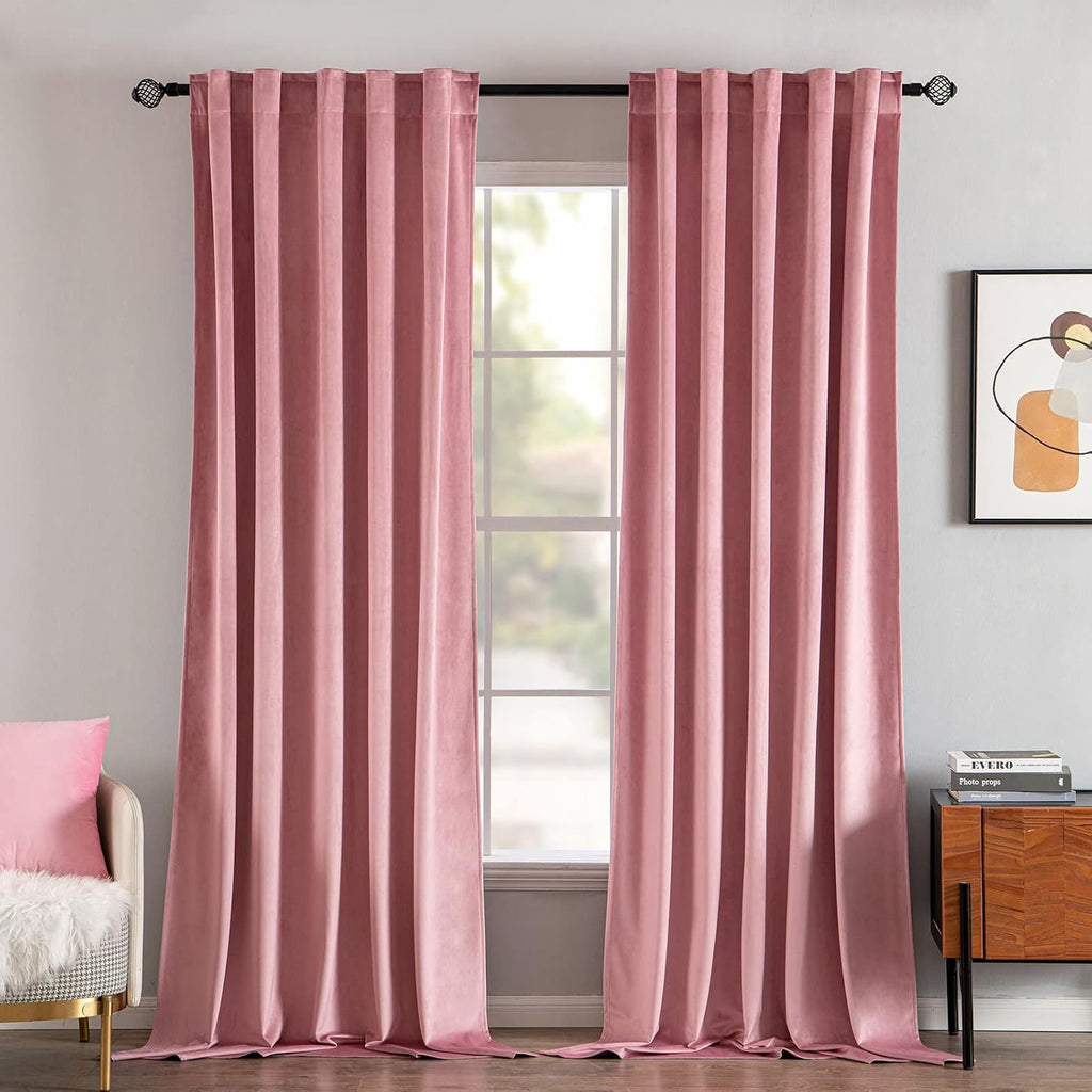 Miulee Velvet Curtains 96 inches 2 Panels - Luxury Blackout Curtains for Girls Bedroom Nursery Living Room Thermal Insulated Super Soft Win…