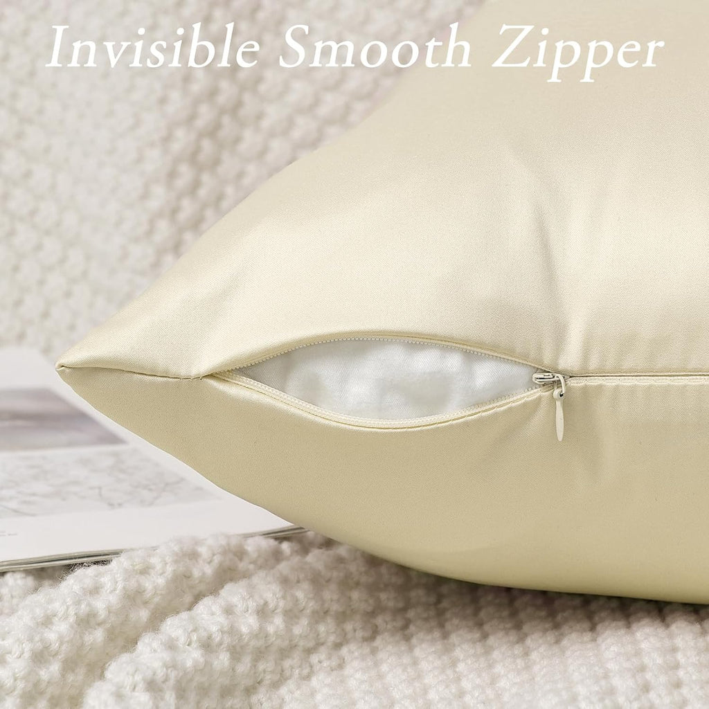 Faylapa 4 Pack Silky Satin Throw Pillow Cases Heavy Silk Satin Decorative Pillow Covers Solid Dyed Soft Pillow Cover Home Decor,20" x 20"…