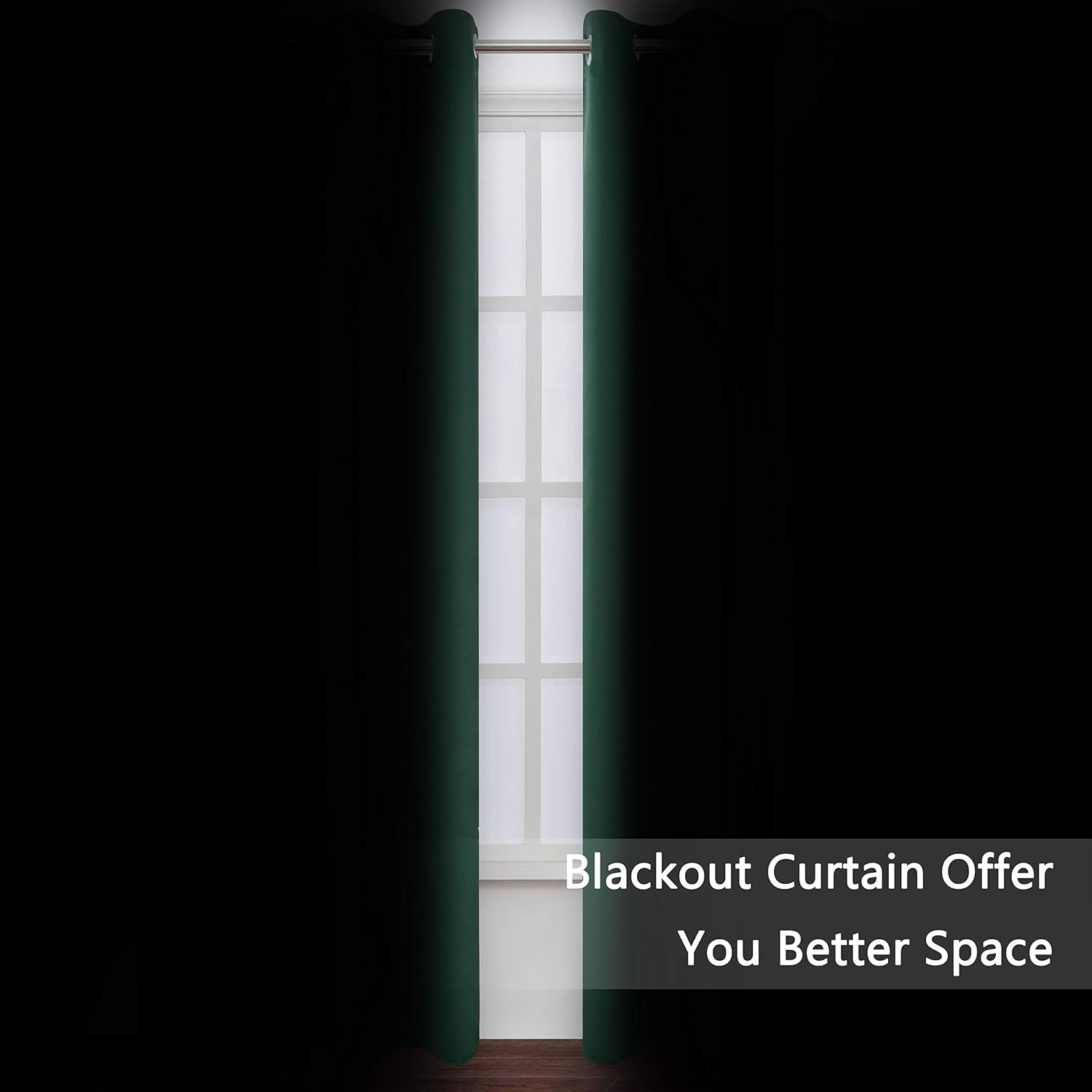 Lemomo Blackout Curtains 66 x 84 inch/Dark Green Curtains Set of 2 Panels/Thermal Insulated Room Darkening Bedroom Curtains 84 inch Green