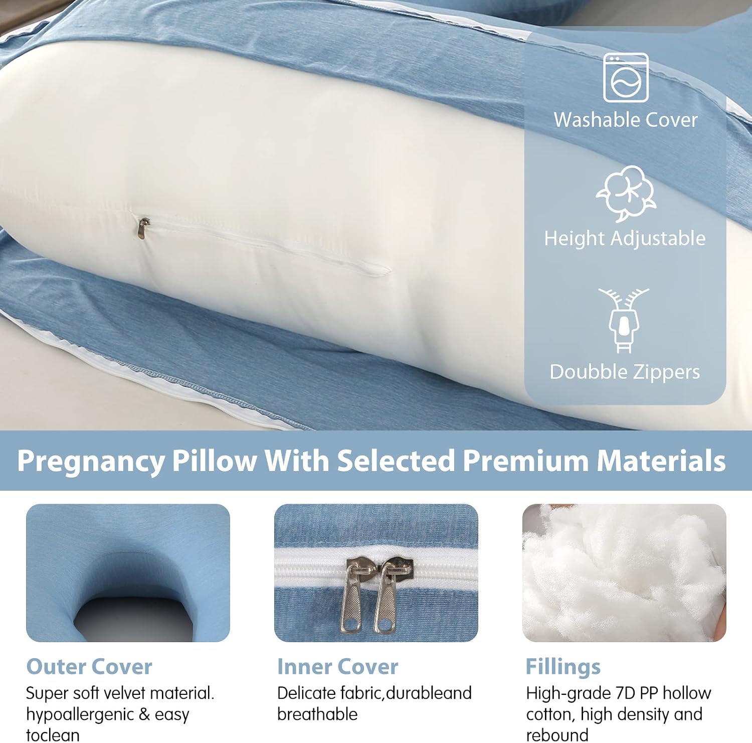 Elover Cooling Pregnancy Pillows for Sleeping, U Shaped Full Body Pillow with Removable Cover, Pregnant Women Must Haves, Maternity…