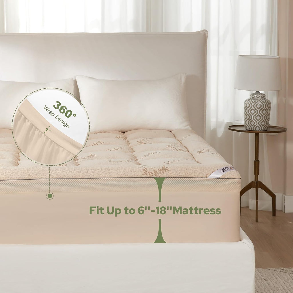 Bedlore 4 Inch Memory Foam Mattress Topper Full,2-in-1 Dual Layer Design (2" Gel Memory Foam + 2" Plush Pillow Top Cover) Mattress Topper M…