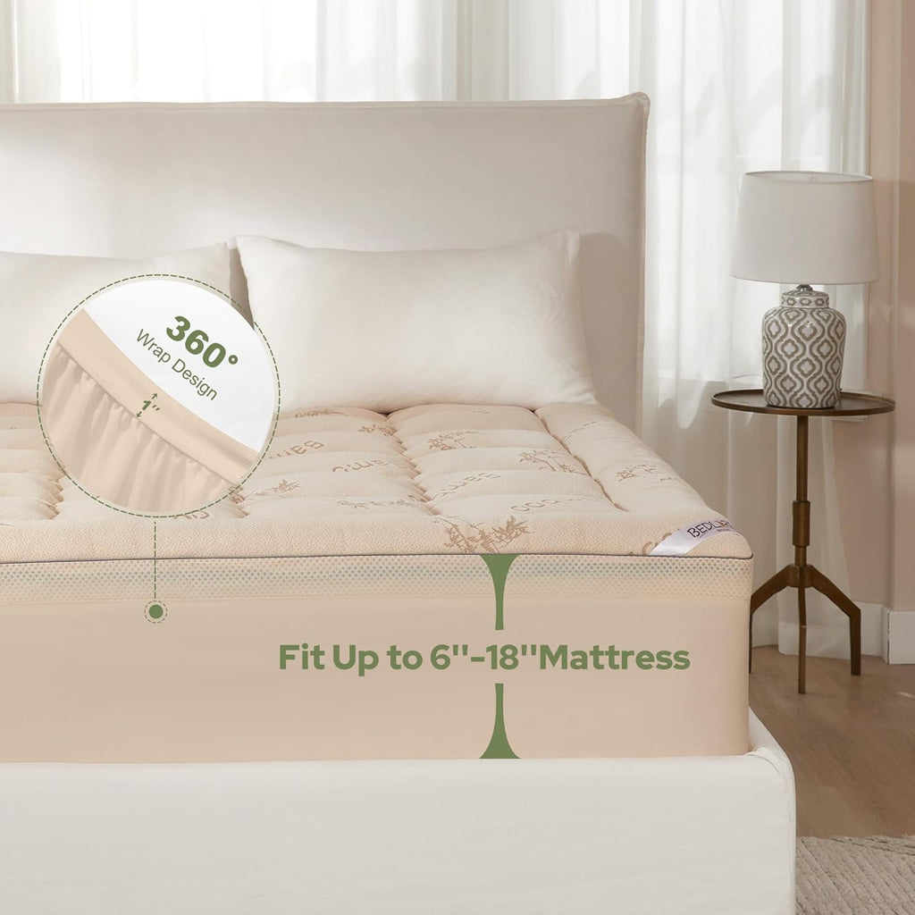 Bedlore 4 Inch Memory Foam Mattress Topper Queen,2-in-1 Dual Layer Design (2" Gel Memory Foam + 2" Plush Pillow Top Cover) Mattress Topper…