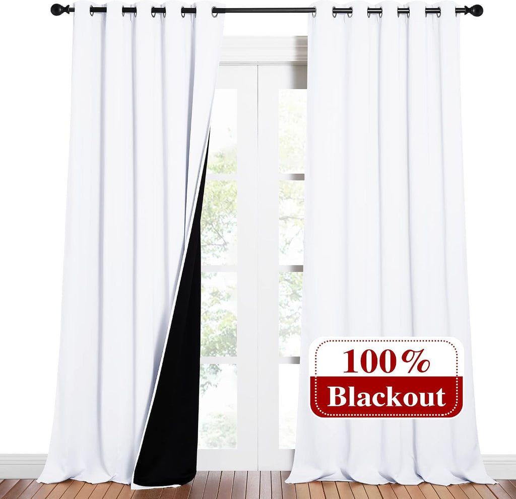 Nicetown Full Shading Cold Blocking Curtains for Windows, Super Heavy-Duty Black Lined Blackout Curtains for Bedroom, Privacy Assured Windo…