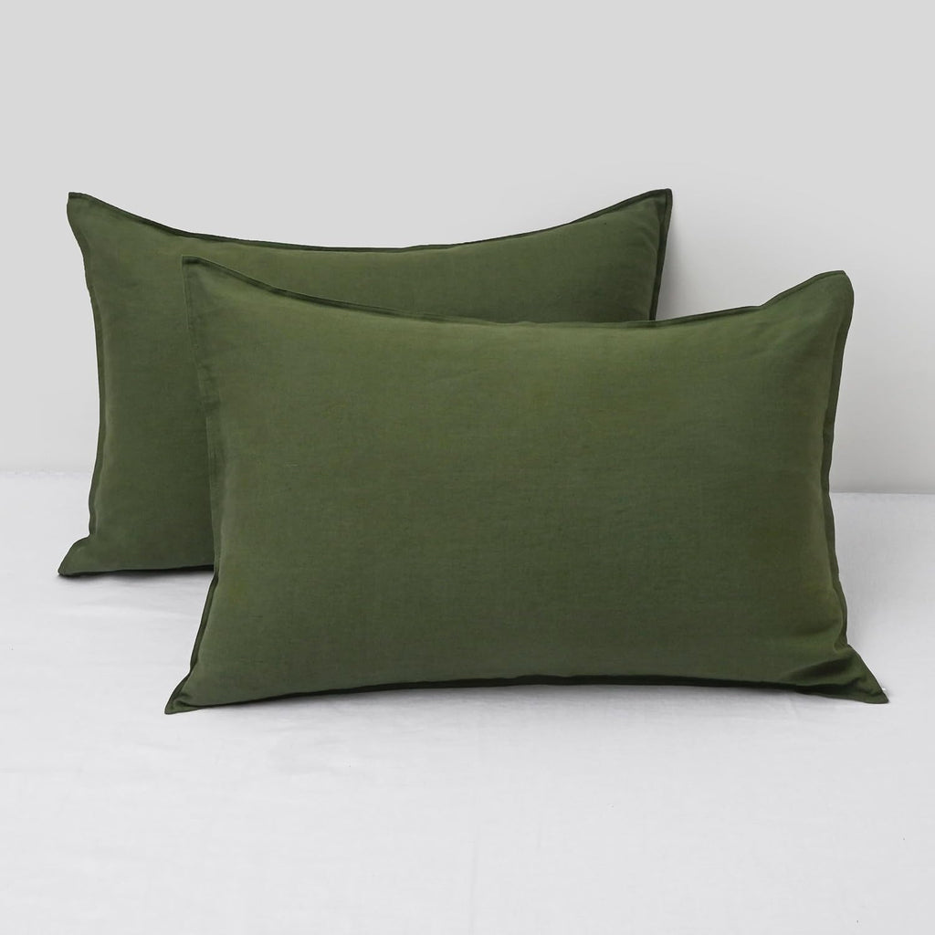 Chuffed Linen Pillowcases 2 Pack 100% Linen Standard Pillow Cases, Breathable and Cooling Washed Pillowshams with Zipper Closure, 20x30 Inc…