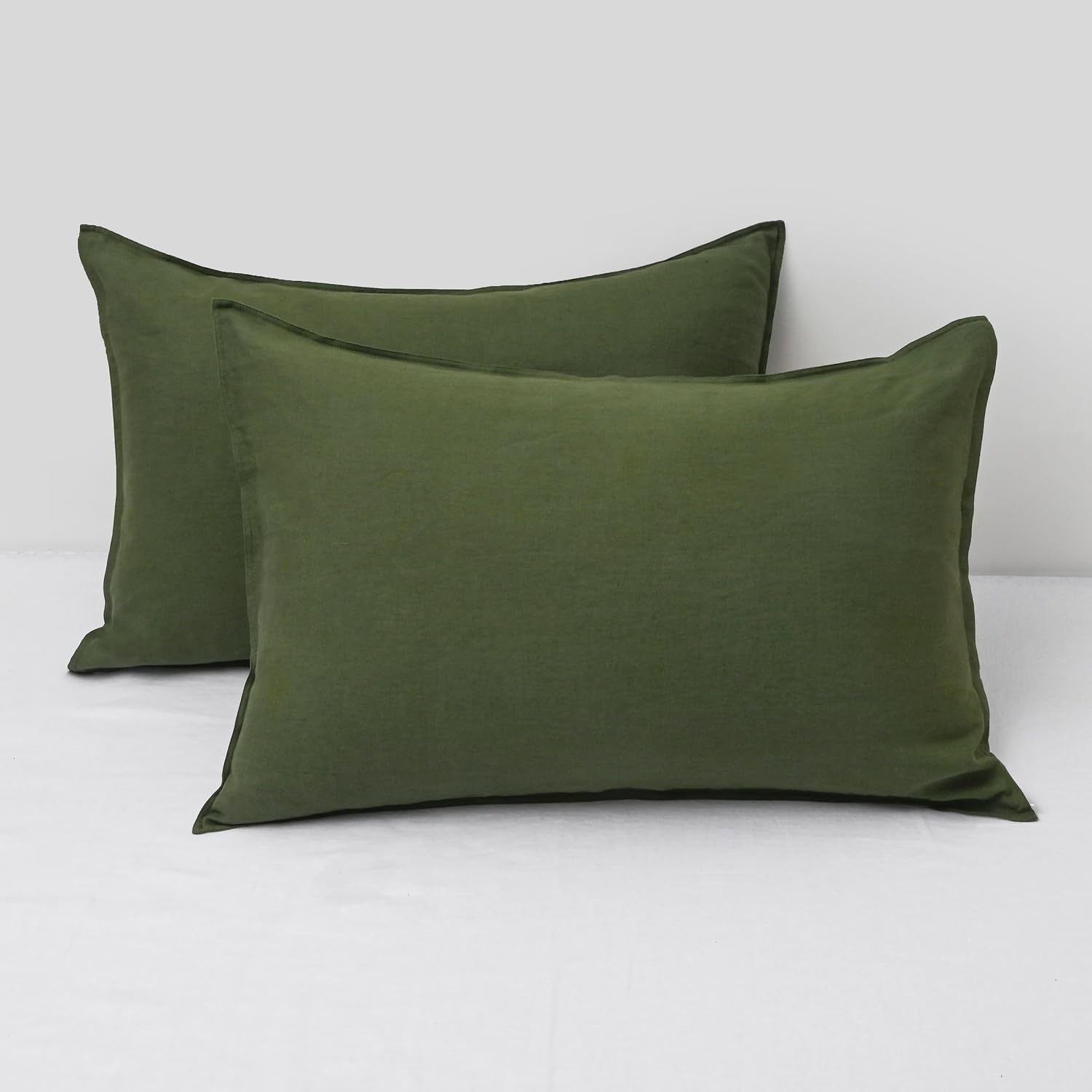 Chuffed Linen Pillowcases 2 Pack 100% Linen Standard Pillow Cases, Breathable and Cooling Washed Pillowshams with Zipper Closure, 20x30 Inc…