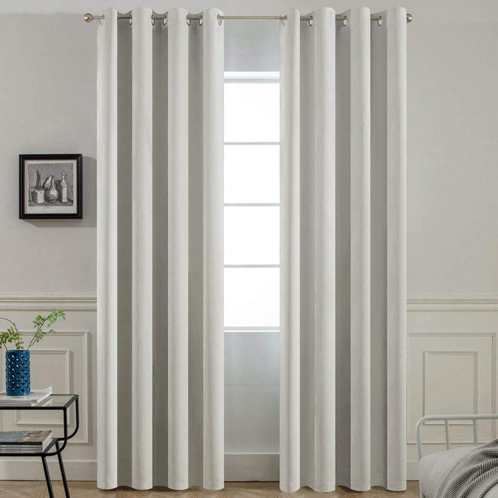 Yakamok Light Beige Curtains for Bedroom, Thermal Insulated Room Darkening Drapes for Living Room(52Wx96L, Light Beige, 2 Panels)