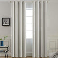 Yakamok Light Beige Curtains for Bedroom, Thermal Insulated Room Darkening Drapes for Living Room(52Wx96L, Light Beige, 2 Panels)