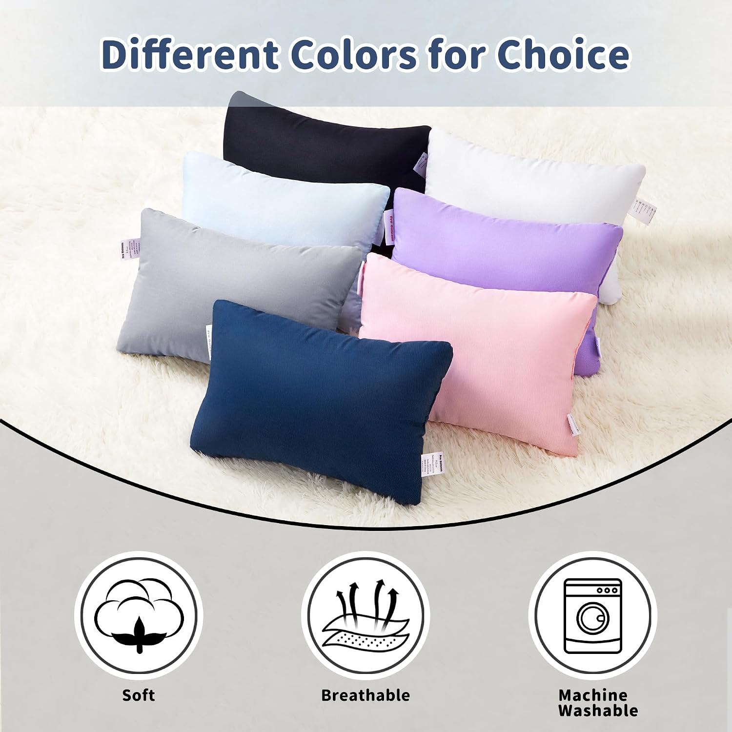 Pro Goleem Small Pillow 11"x7"x2.5" for Camping and Traveling with Name Tag Mini Tiny Pillow for Kids Sleeping and Chair Car Air Nap Neck…