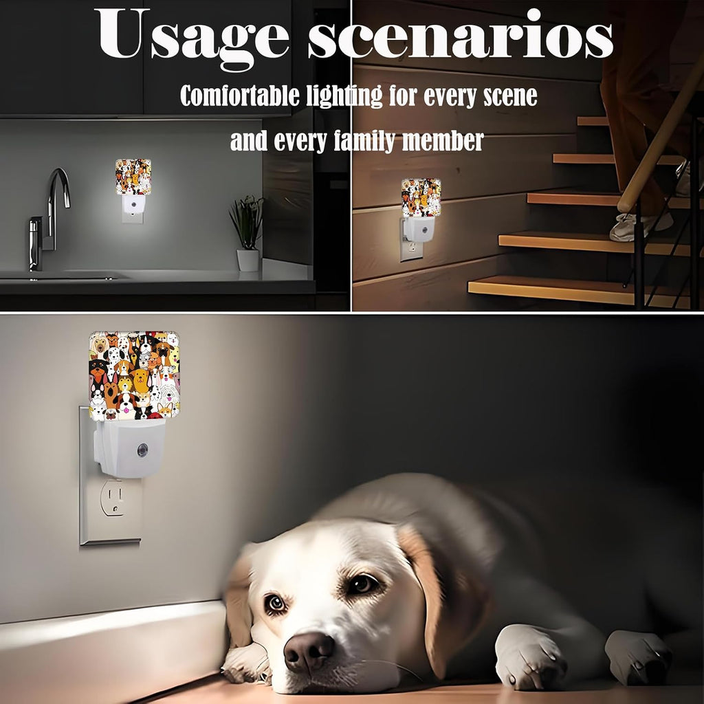 Cute Dog Night Light, Plug Into Wall Decor for Stairway, Hallway, Kitchen, Dusk to Dawn Sensor Nightlights for Boys/Girls/Women/Men Room Gifts