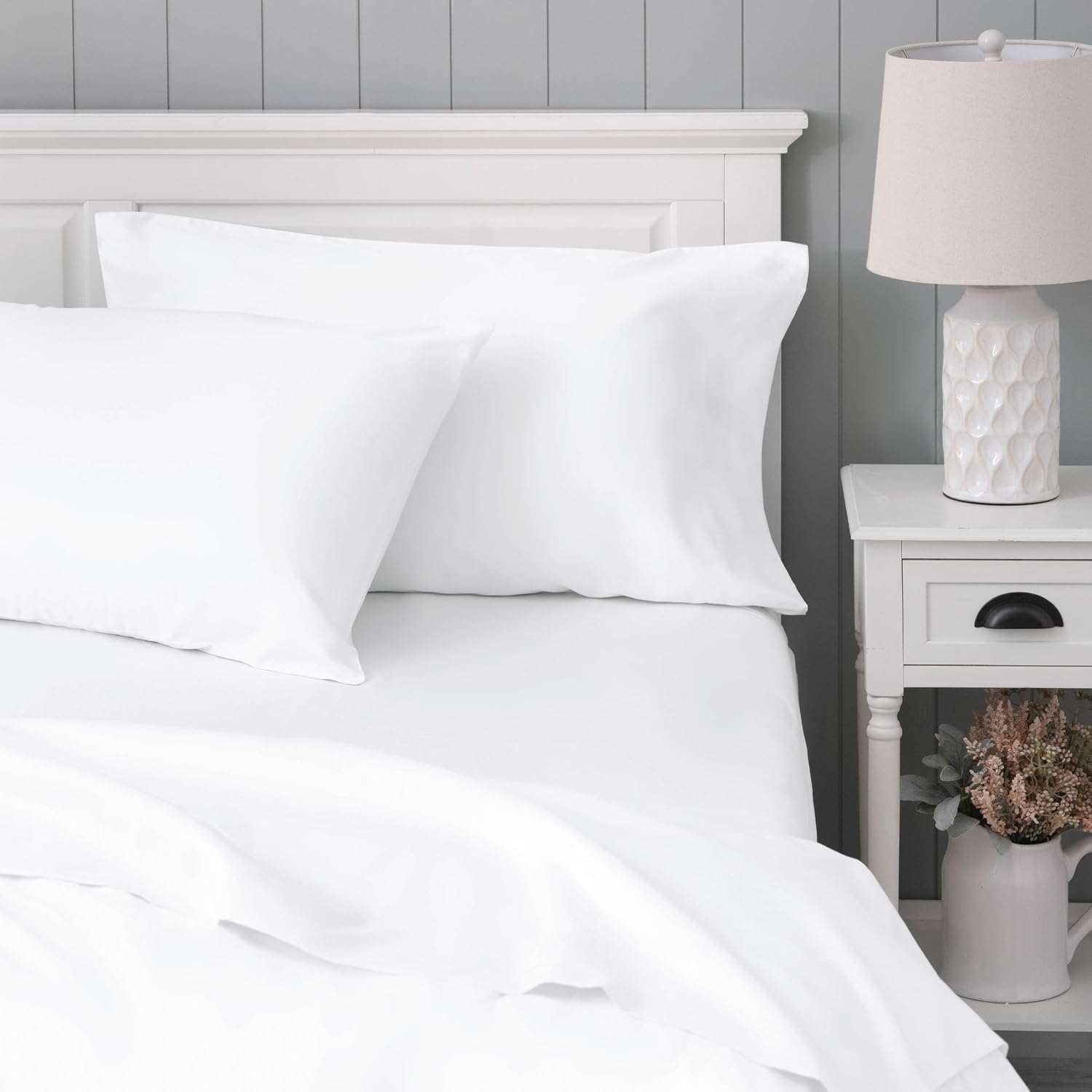 WelhomeByWelspun Welhome Full Bed Sheet Set, 100% Cotton Full Size Deep Pocket Super Soft Bedding, Cooling, Breathable & Extra Soft, White…