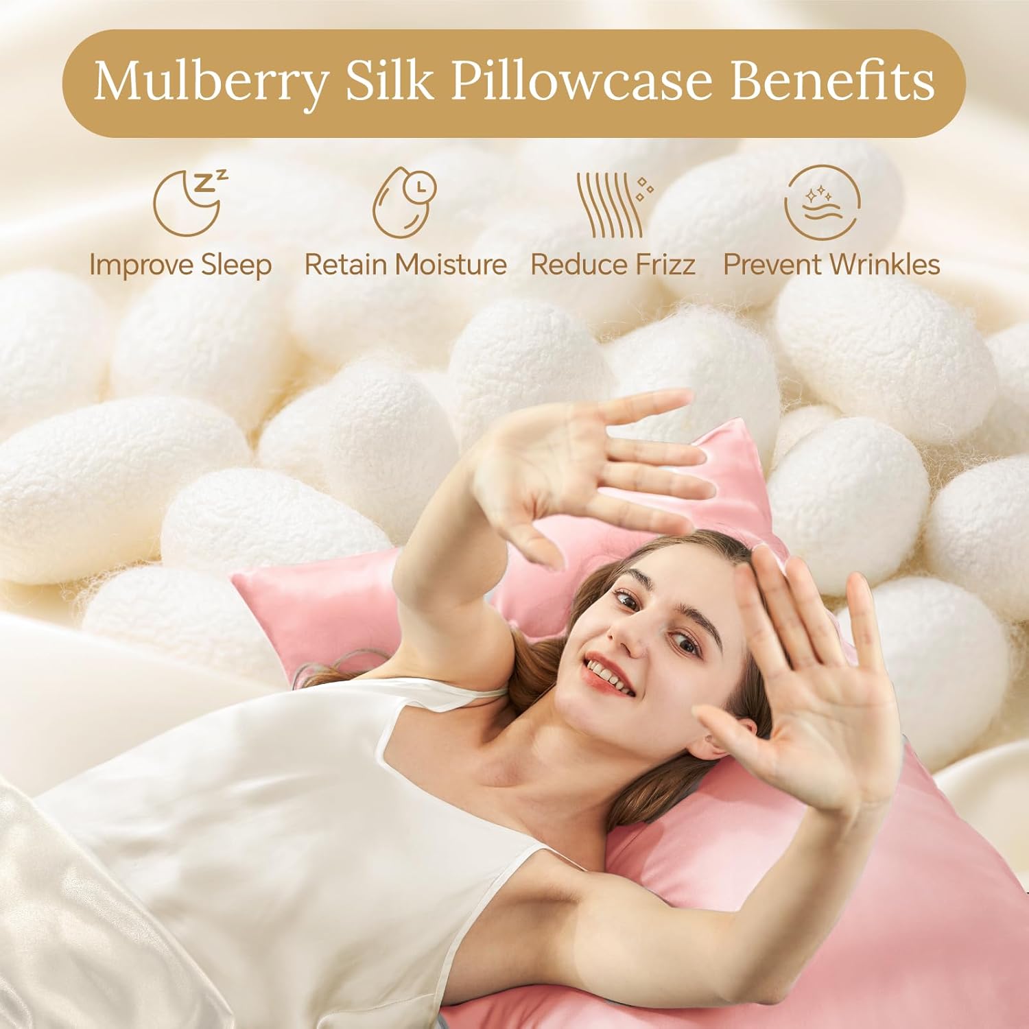 Infiixso Mulberry Silk Pillowcase for Hair and Skin, Silk Pillow Cases Standard Size with Hidden Zipper 20"x26", Extraordinary Smooth and S…