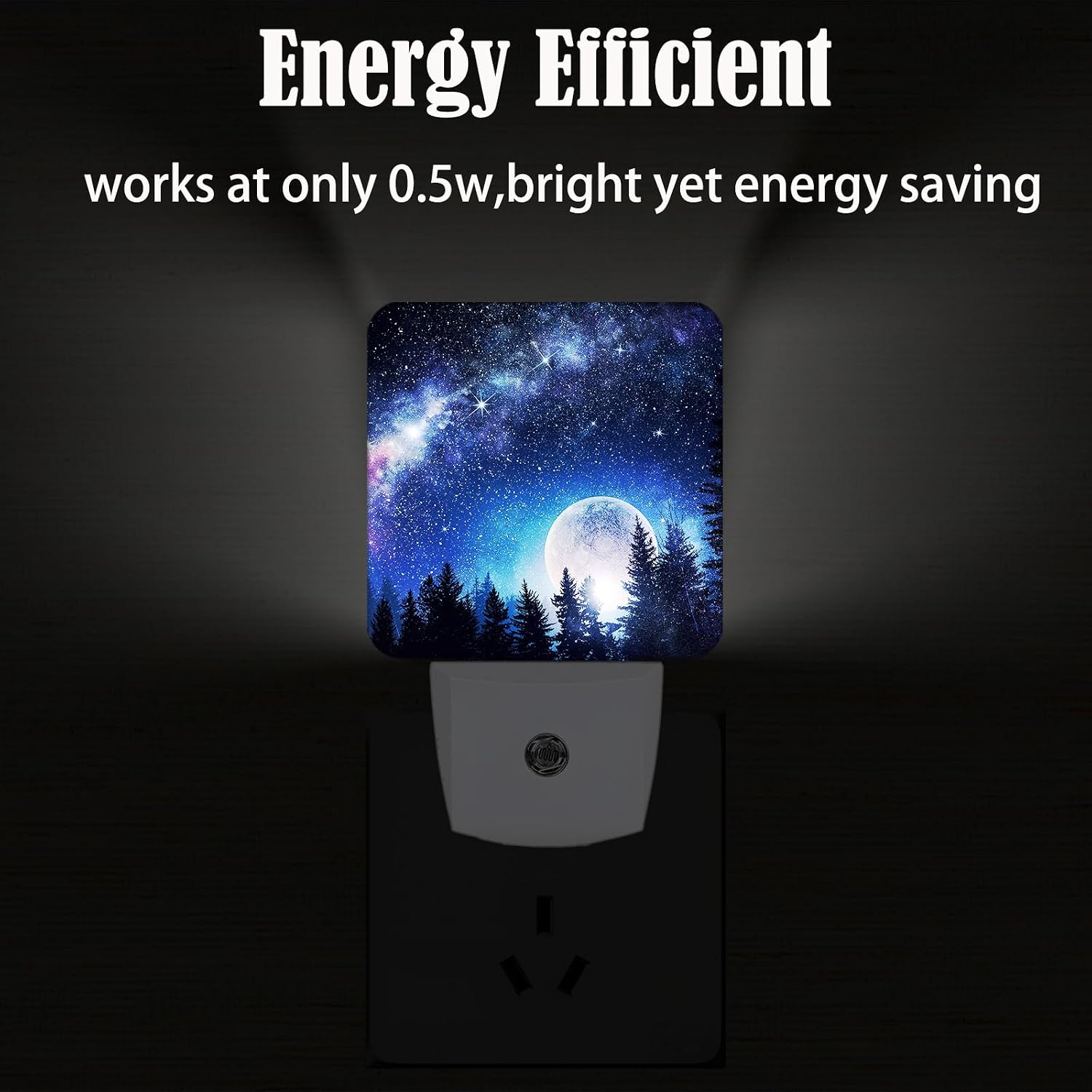 Sea Stars and Moon Night Light, Plug Into Wall for Boys Girls Bedroom Decorative Square Night Light Lamp 0.5w Sleep Friendly