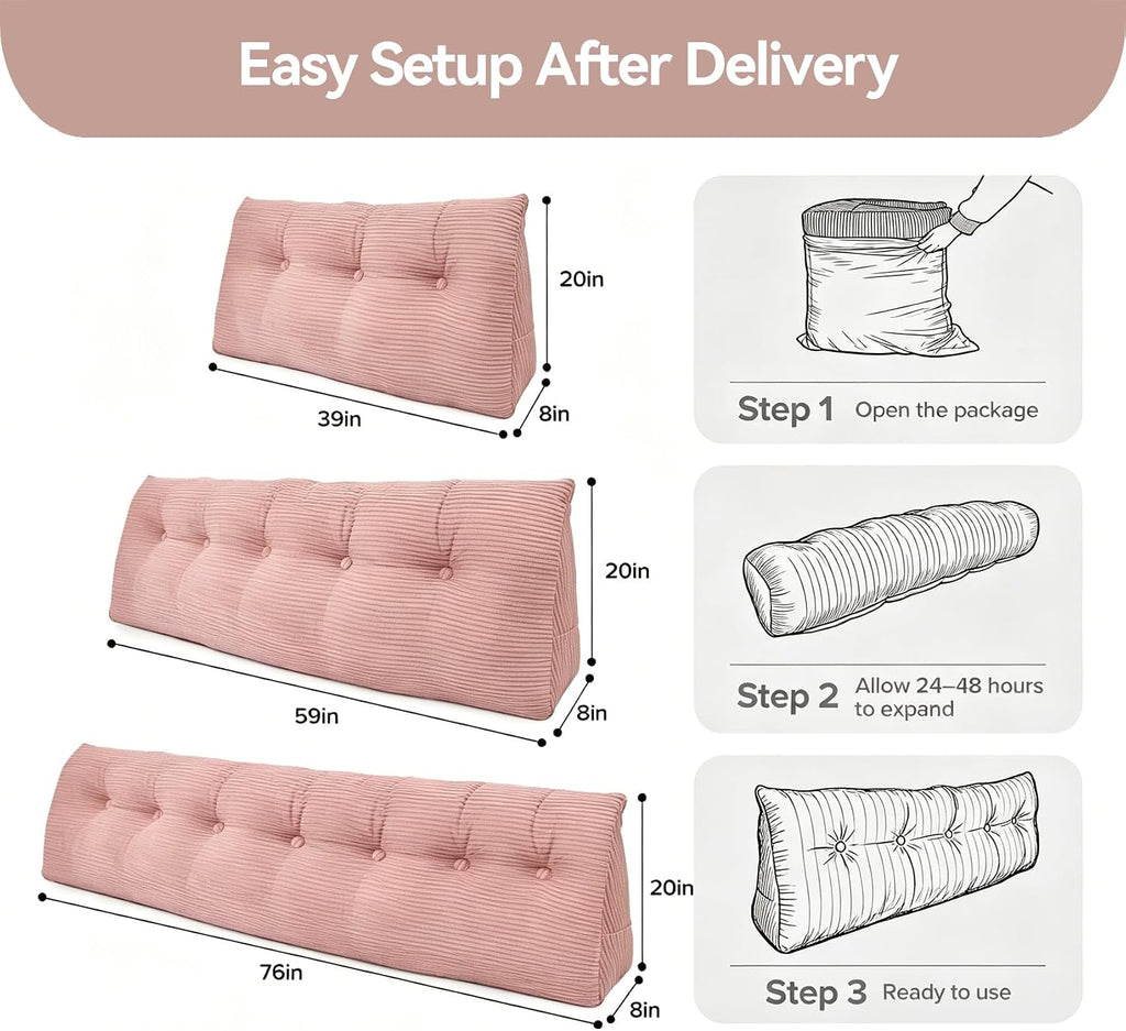 Royal Choice Headboard Pillow for Sitting Up in Bed, Queen Size Backrest Triangle Reading Pillow for Daybed, Supportive Bed Back Pillow for…