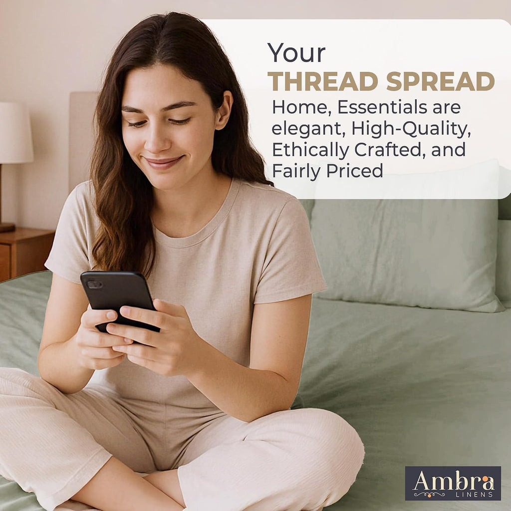Ambra Linens 100% Organic Cotton Sheets King Size - 4 PC Organic King Size Sheets Set - Soft, Comfy, Breathable & Cooling - 16” Deep Pocket…