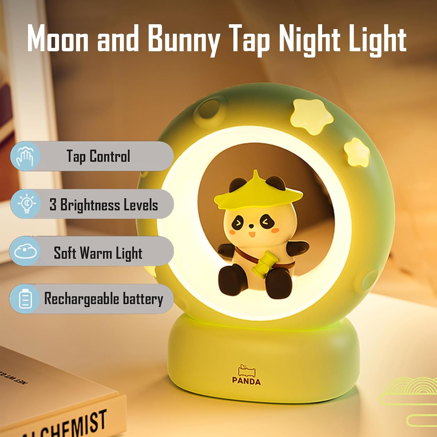 Cloud and Bunny Rechargeable Night Light, Safe Soft Silicone Material, 3 Brightness Levels, Tap Control, Warm Light, Toddler Sleeping…