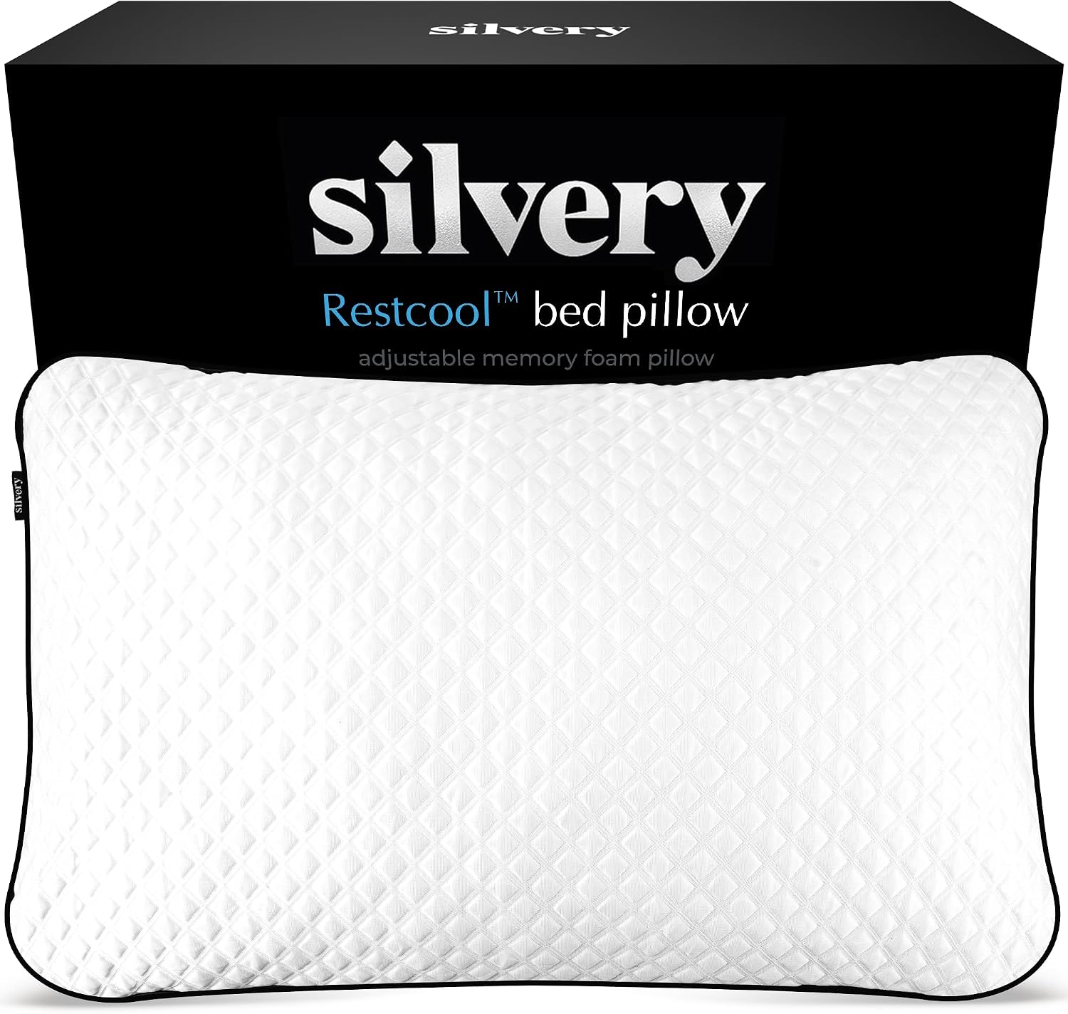 Silvery Silver Infused Restcool Bed Pillow - Adjustable Memory Foam Fill with Self-Cooling Fabric - Self-Cleaning Technology that Stays…