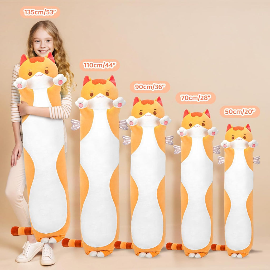 Mewaii Long Cat Plush 5 Sizes, 120% Extra Filling Giant Plushness Kids Body Pillow, Kawaii Cute Brown Cat Stuffed Animals Plushies, Big…