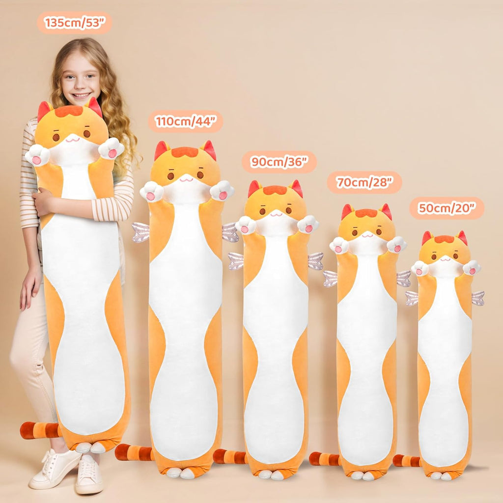 Mewaii Long Cat Plush 5 Sizes, 120% Extra Filling Giant Plushness Kids Body Pillow, Kawaii Cute Brown Cat Stuffed Animals Plushies, Big…