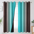 Estelartextiler Estelar Textiler Brown and Teal Ombre Blackout Curtains 63 Inches Long for Kids Room, Thermal Insulated Gradient Full Light…