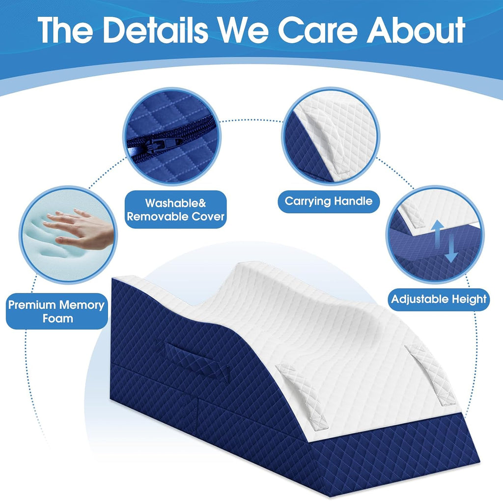 TranquilRelax TranquilRelax Elevation Pillows for Leg After Surgery, Memory Foam Adjustable Wedge Pillow for Injury or Rest, Ankle P…