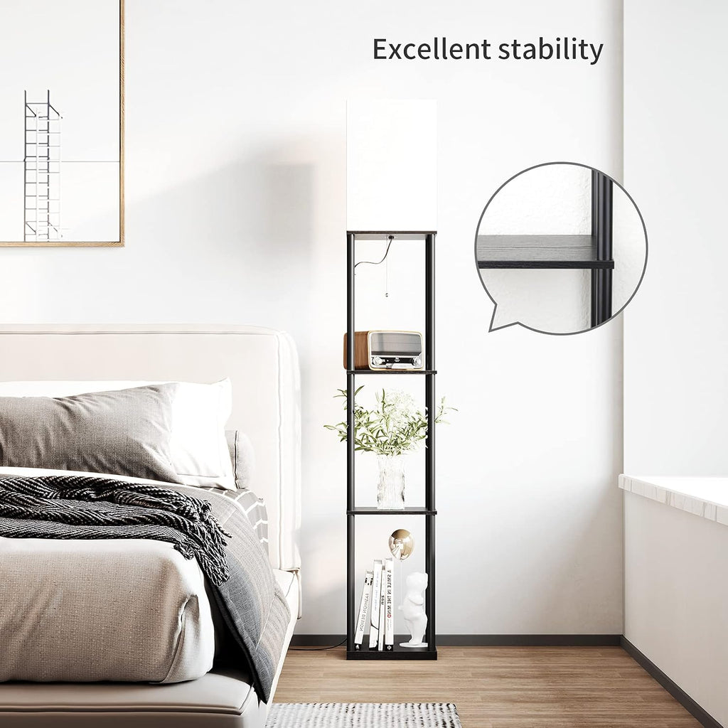 SUNMORY Floor Lamp with Shelves, Modern Square Standing Lamp with 3 Color Temperature Bulb, Corner Display Bookshelf Lamp for Living Room…