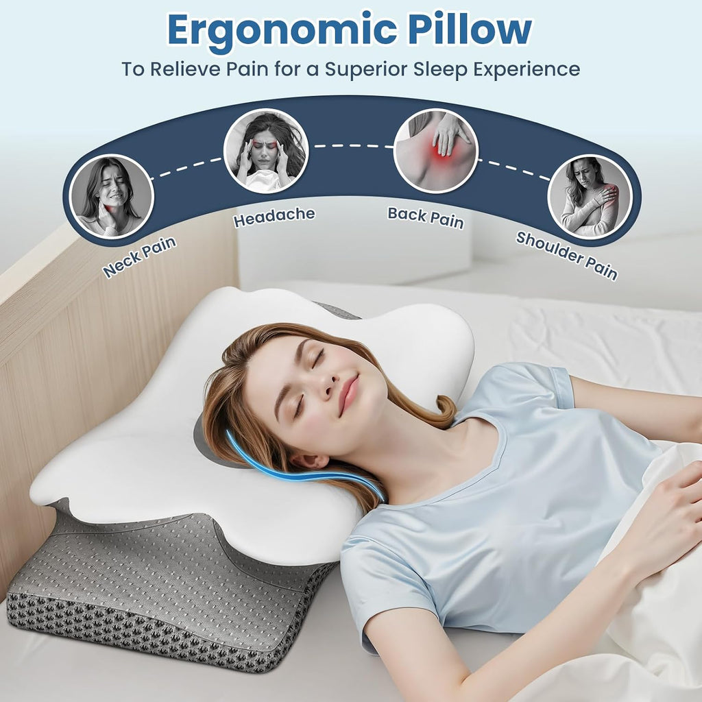 TranquilZone Memory Foam Bed Pillow – Contour Support Pillow for Side & Back Sleepers, Soft Ergonomic Design, Cooling Breathable Cov…