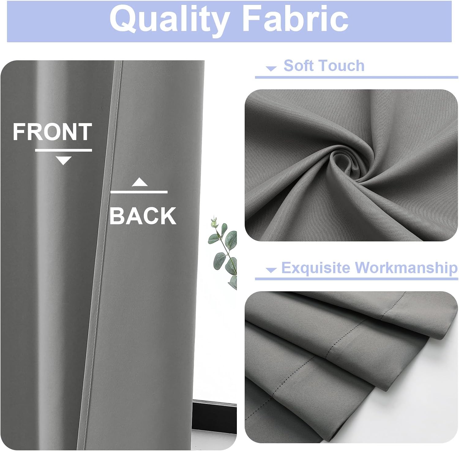 Simplebrand Light Grey Blackout Curtains for Bedroom 96 Inches Long 2 Panels, Solid Thermal Insulated, Energy Saving Living Room Window Tre…