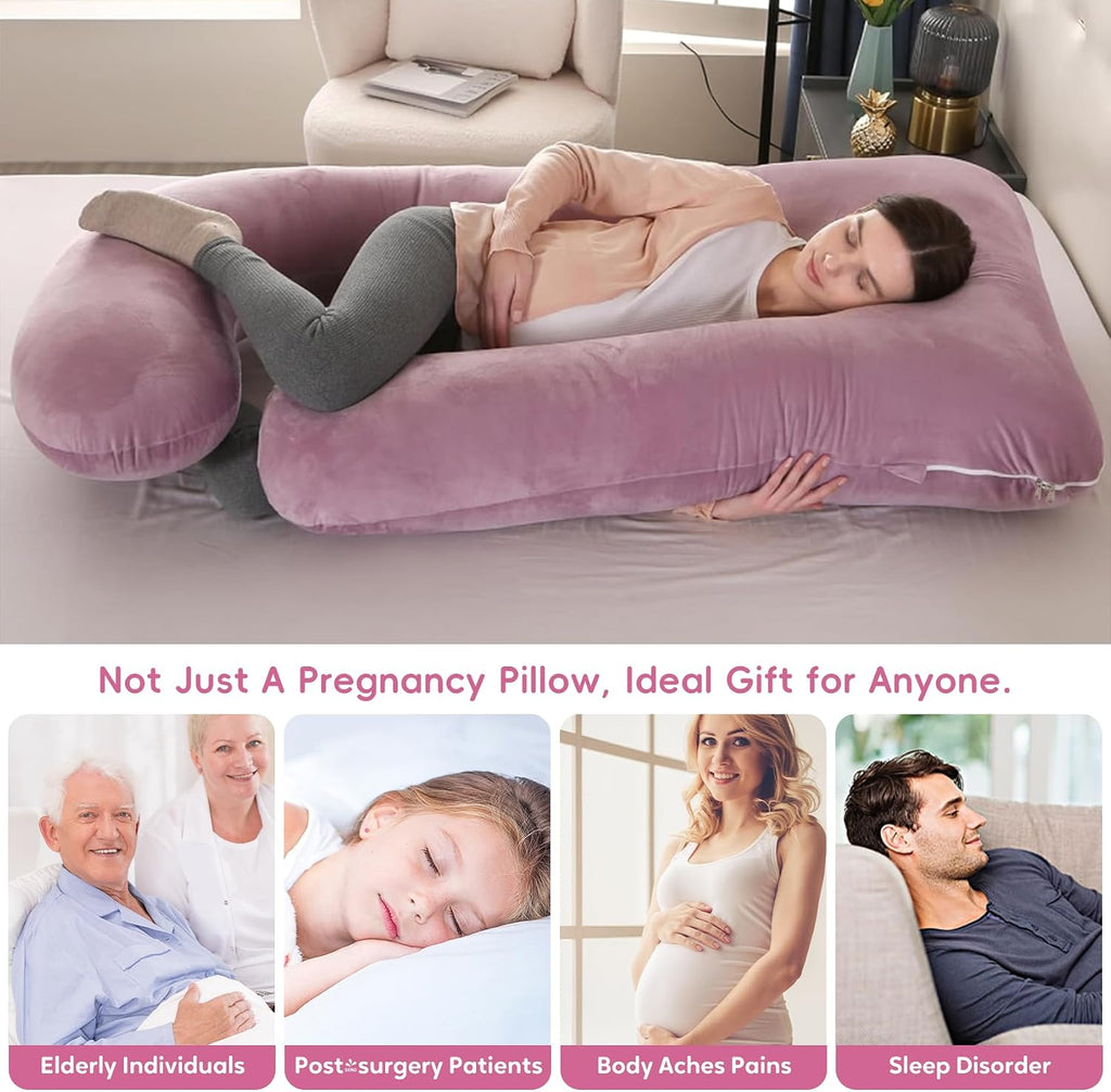 U-Shaped Pregnancy Pillow for Sleeping, Full Body Support for Back, HIPS & Belly -65 Inch Maternity Pillow with Machine Washable Cover |…