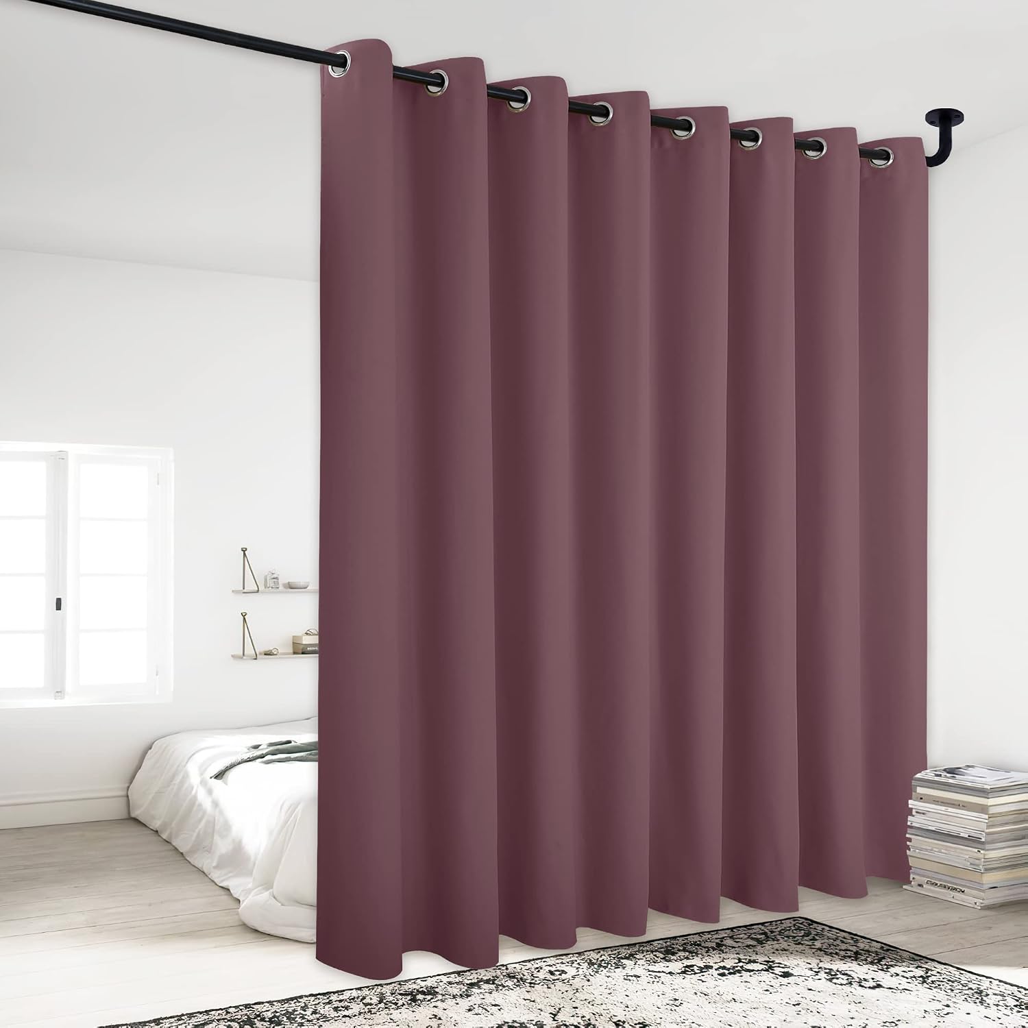 NICETOWN Lower Noise Room Divider Curtain Screen Partitions, Dry Rose, 1 Panel, 84" Tall x 120" Wide, Blackout Sound Reducing Divider…