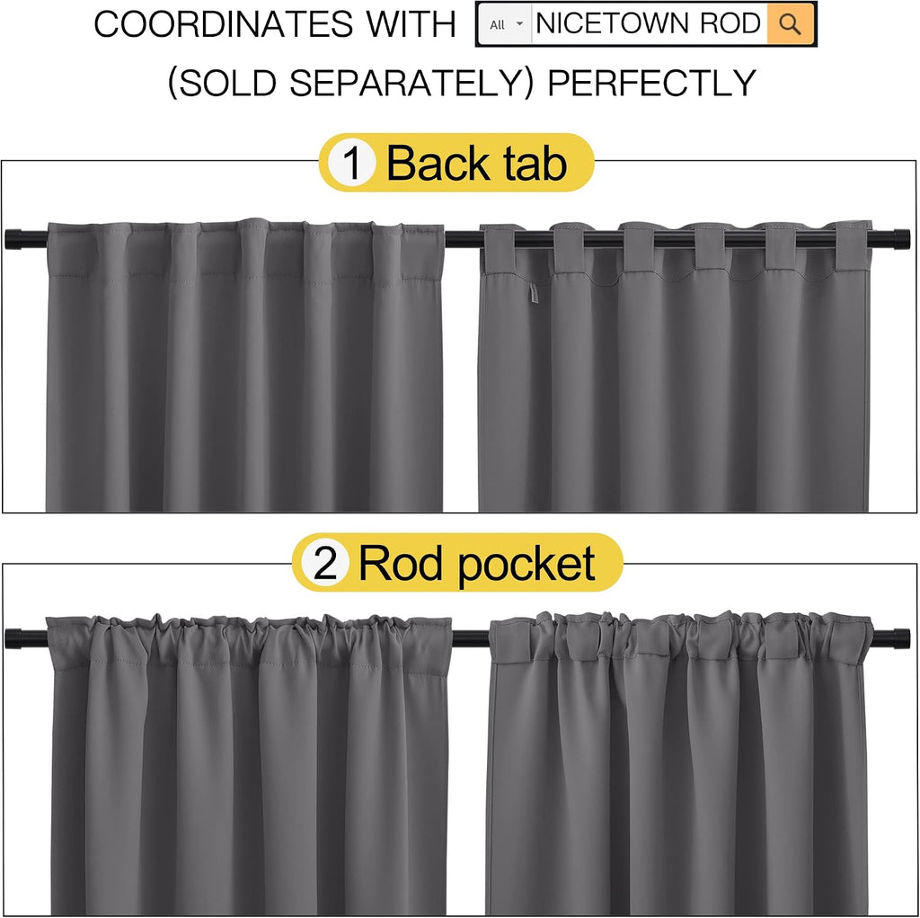 NICETOWN RV Curtains for Camper Windows - (Grey Color) 42x50 Inch, 2 Panels Set, Thermal Insulated Room Darkening Blackout…