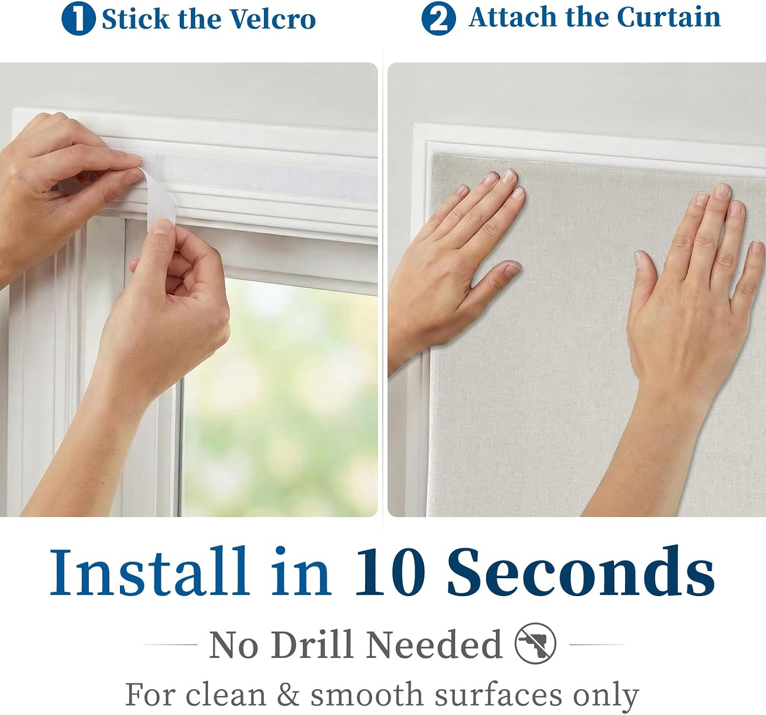 100% Blackout Adhesive Blackout Curtains- Self Stick Shades Window Blinds Curtains No Rod Needed Easy to Hang Curtain, Use for Bedroom…