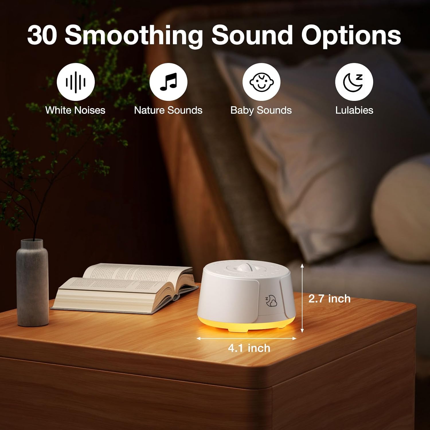 Sound Machine White Noise Machine - 30 Soothing Sounds, 10 Colors Night Light, Rechargeable Battery- Travel Portable Sound Machine for…