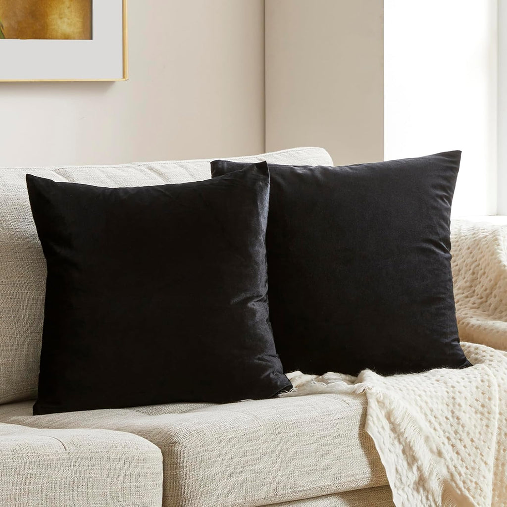 GIGIZAZAFocusingonhomedecoration GIGIZAZA Black Velvet Pillow Covers 16x16, Decorative Square Throw Pillows Modern Covers Small Solid Living…