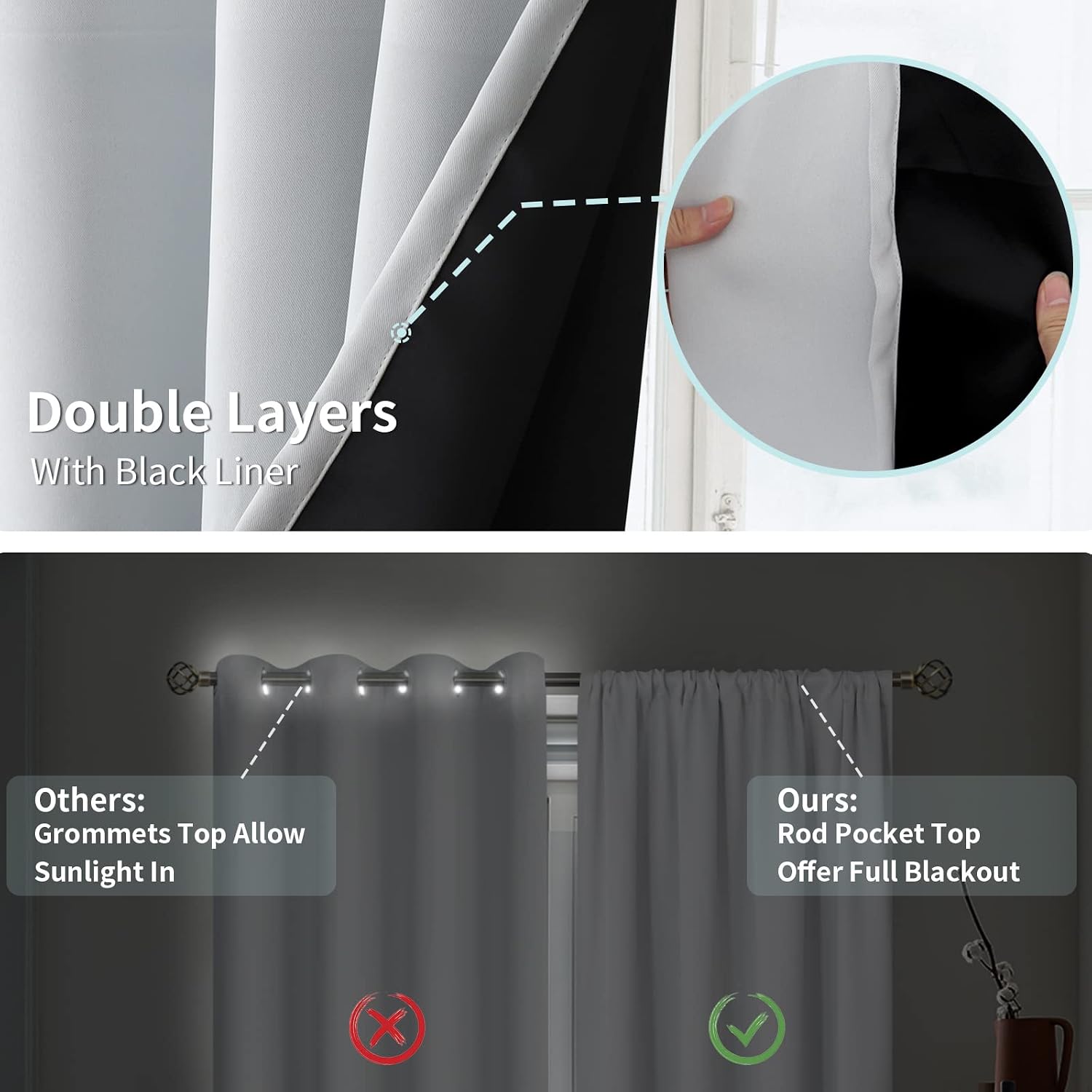 BGment Long Blackout Curtains for Living Room 108 Inch Length, Full Room Darkening Thermal Insulated Noise Reducing Bedroom Window…