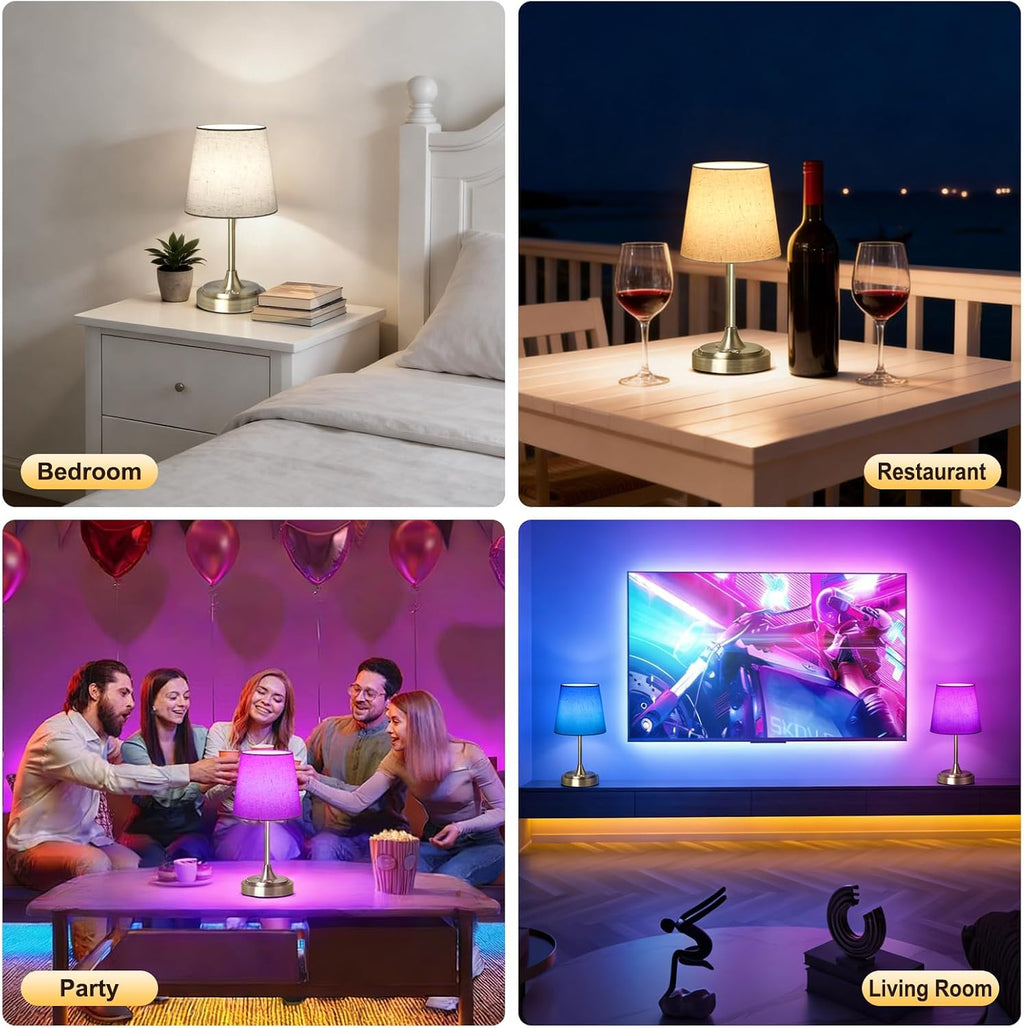 Wowag Small Cordless Table Lamp Rechargeable,5000mAh Battery Operated Desk Lamp,3 Colors & 7 RGB Stepless Dimmable, Touch Ambient Light…
