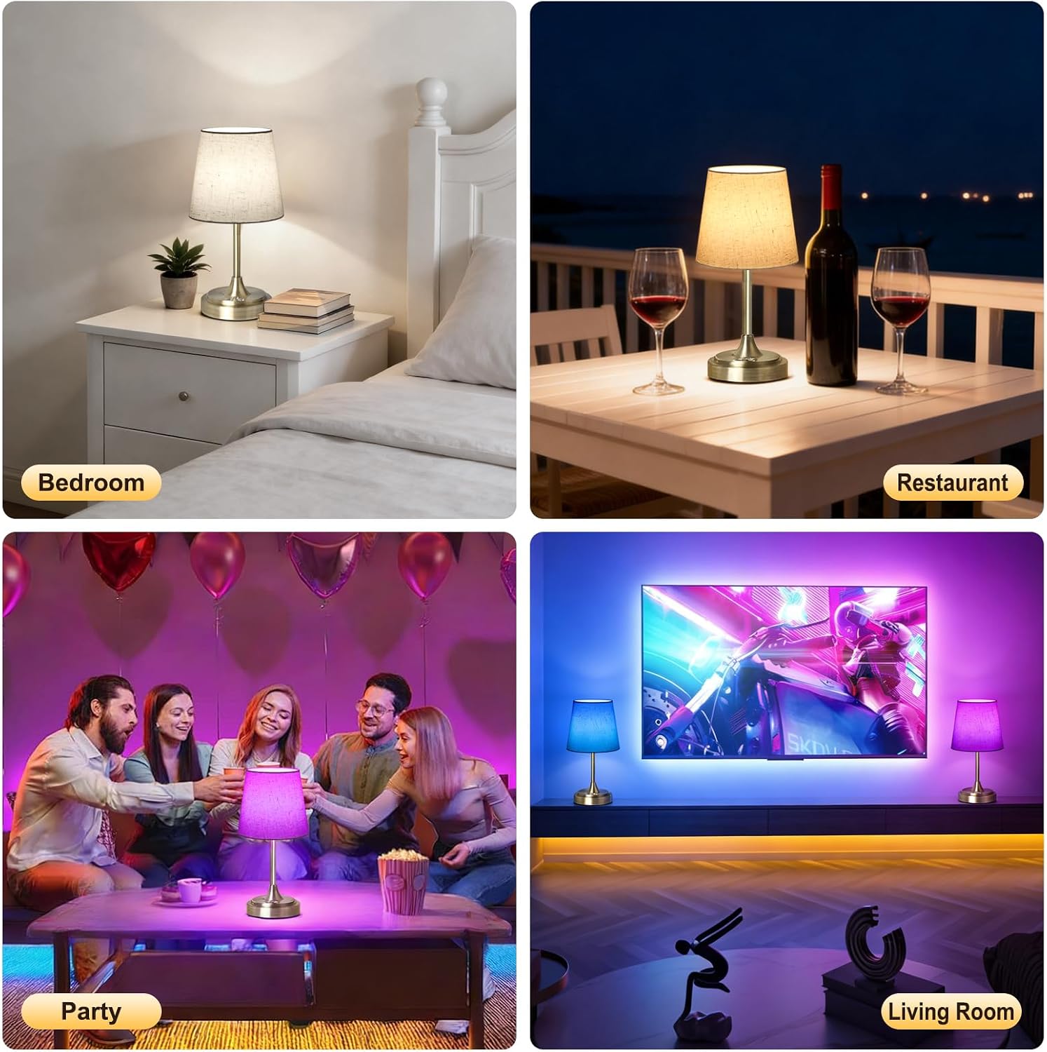 Wowag Small Cordless Table Lamp Rechargeable,5000mAh Battery Operated Desk Lamp,3 Colors & 7 RGB Stepless Dimmable, Touch Ambient Light…