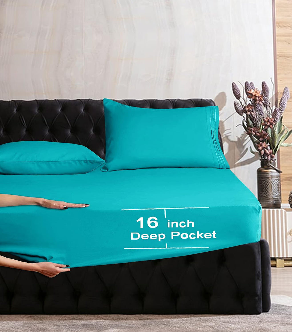 MocassiLuxuryBedding Mocassi Bed Sheet Set - Luxury Hotel 1800 Premier Bedding Sheets & Pillowcases - Ultra Soft Breathable & Cooling Bed S…