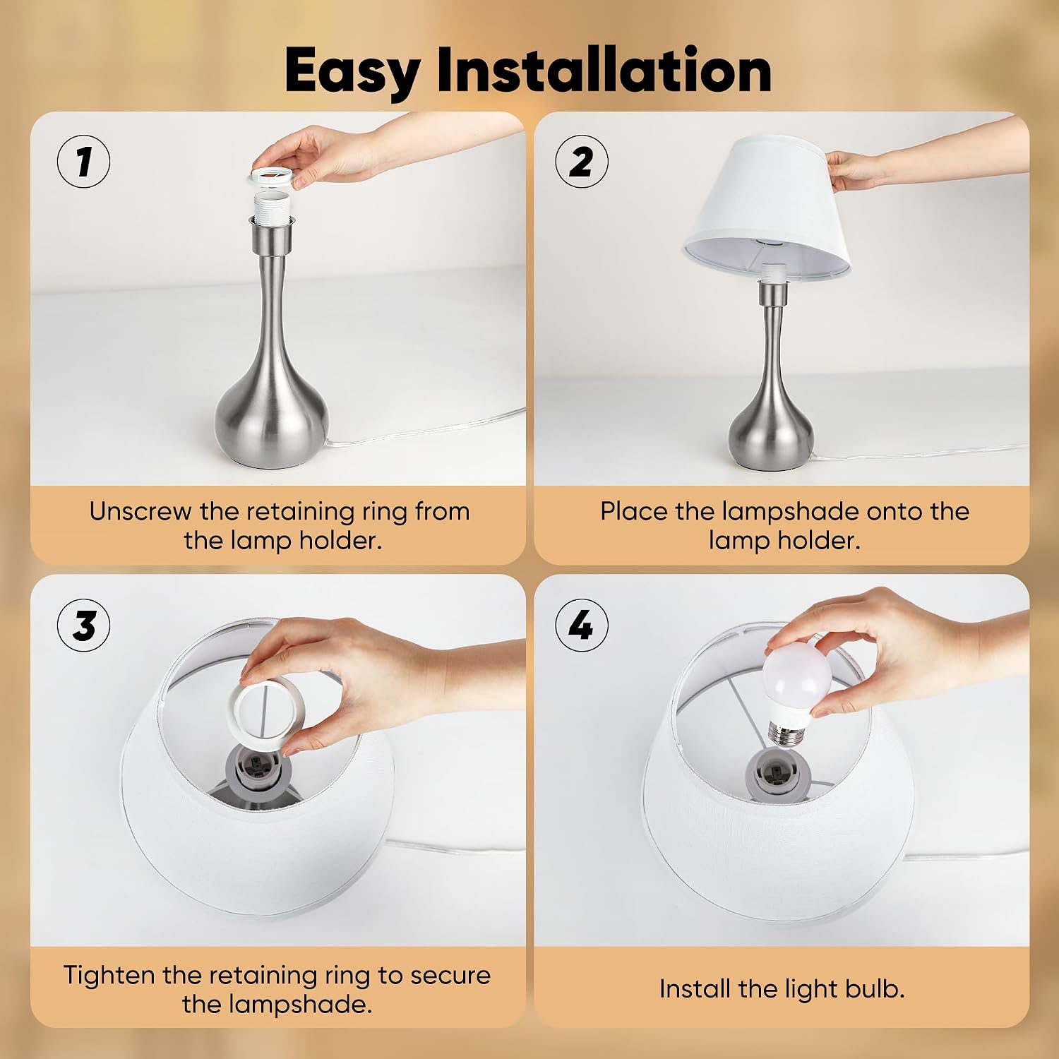 17” Touch Table Lamp for Bedroom Set of 2, 3-Way Dimmable Bedside Lamp for Nightstand, Modern Metal Desk Lamp with Linen Shade for Living…