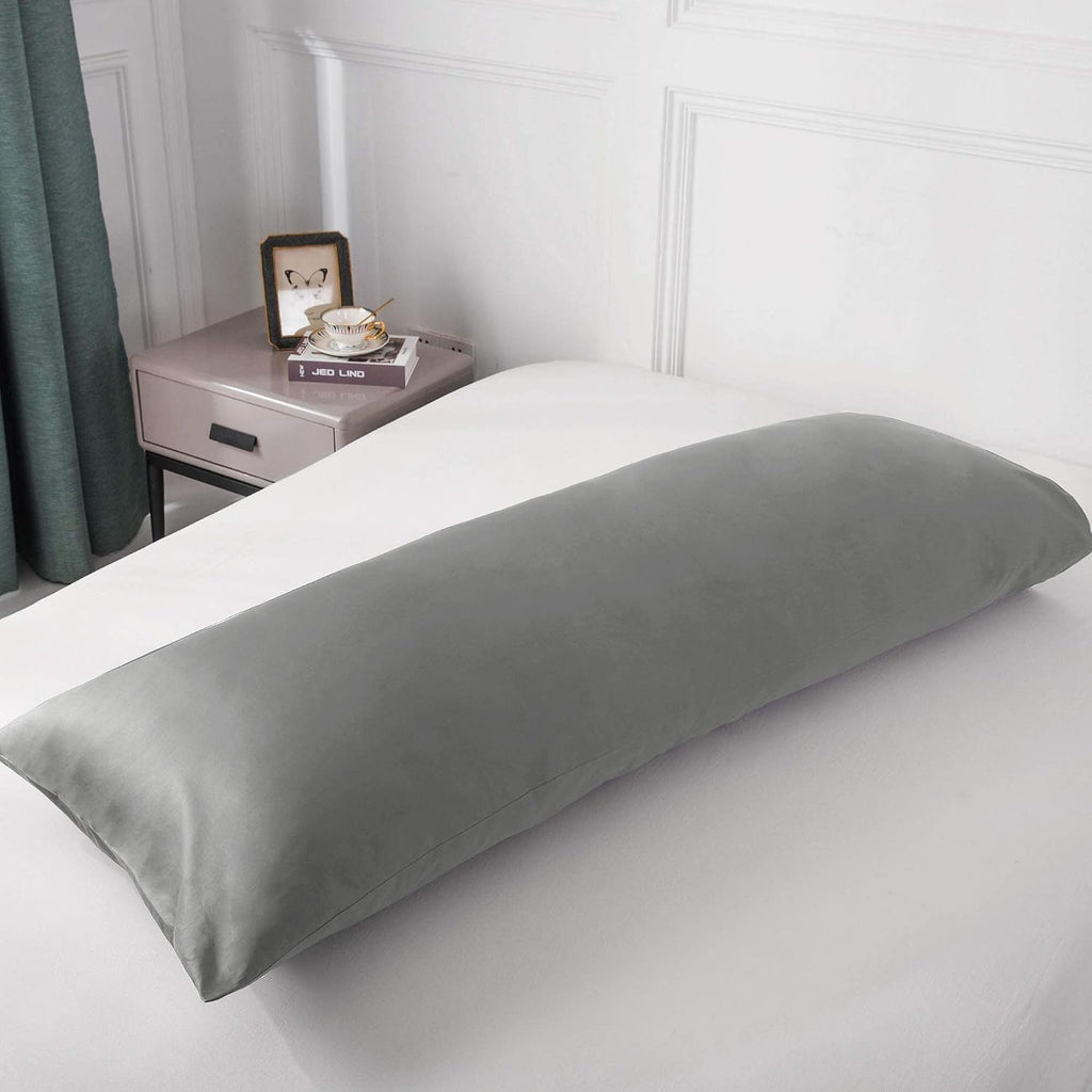 Leeden Body Pillow Cover, 100% Cotton 800 Thread Count 21 * 54 Breathable Long Pillow Protector Case w/No Zipper, Light Grey Cotton Grey