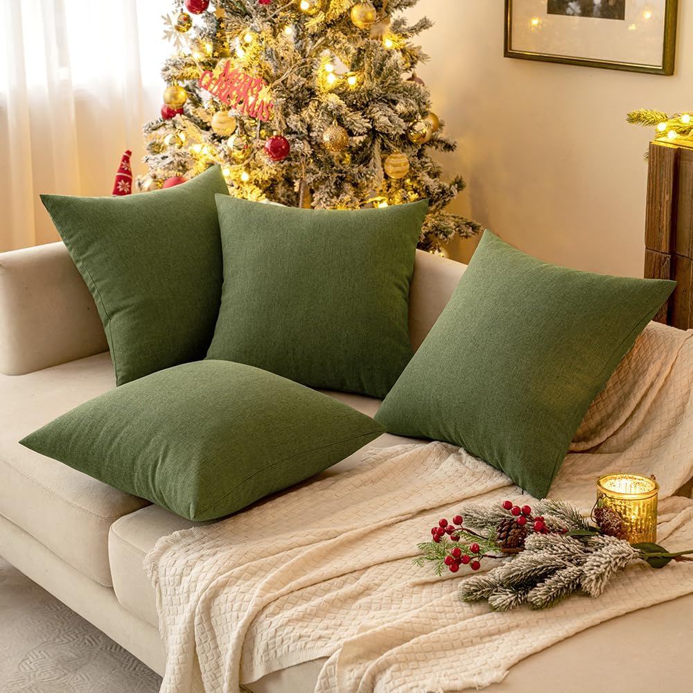 Miulee Pack of 2 Decorative Outdoor Solid Waterproof Throw Pillow Covers Faux Linen Garden Farmhouse Cushion Cases for Patio Tent Balcony C…