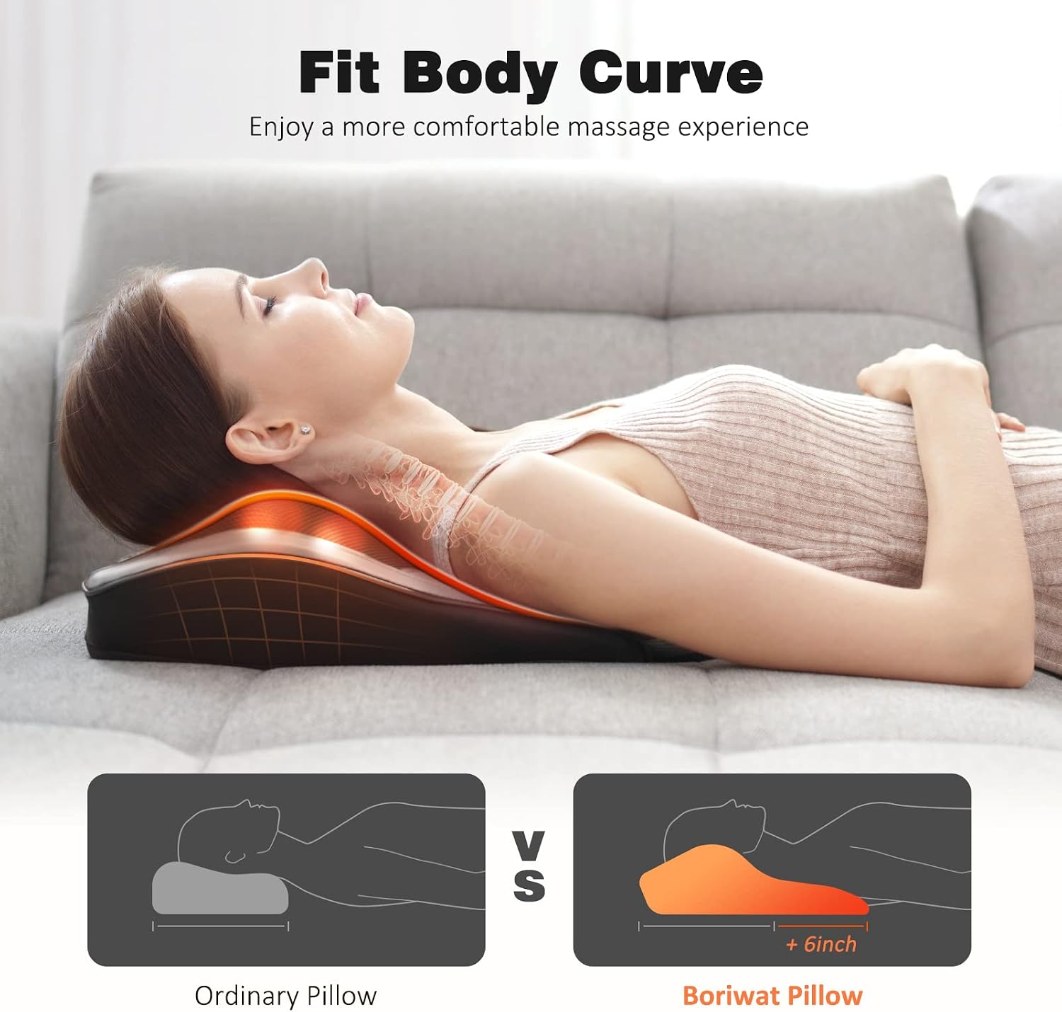 Boriwat Back Massager with Heat, 3D Kneading Massage Pillow for Back, Neck, Shoulder, Leg Deep Tissue, Gifts for Women Men Mom Dad(Dark Gra…